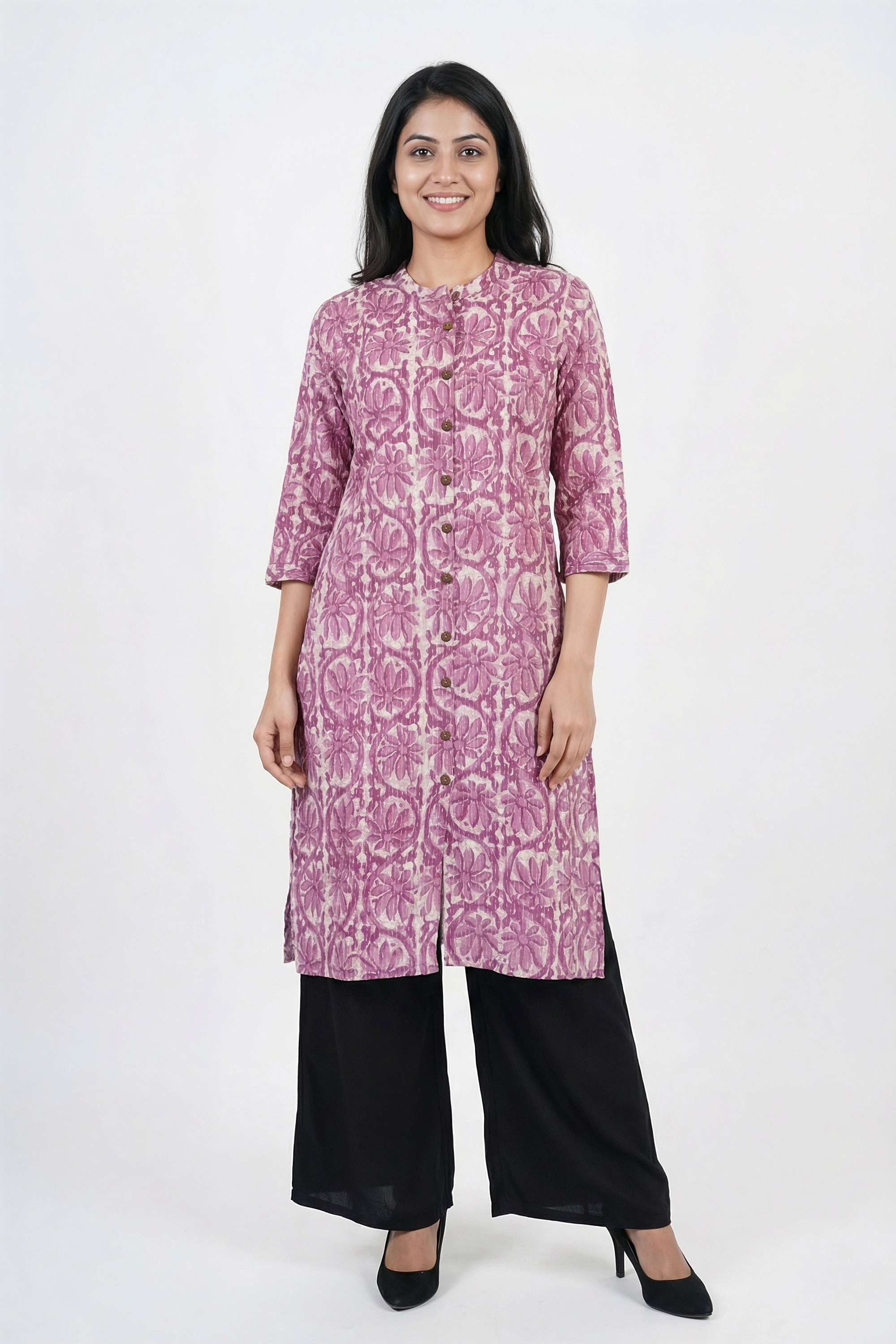 Printed-Cotton-Henley-Women-s-Casual-Wear-Kurta