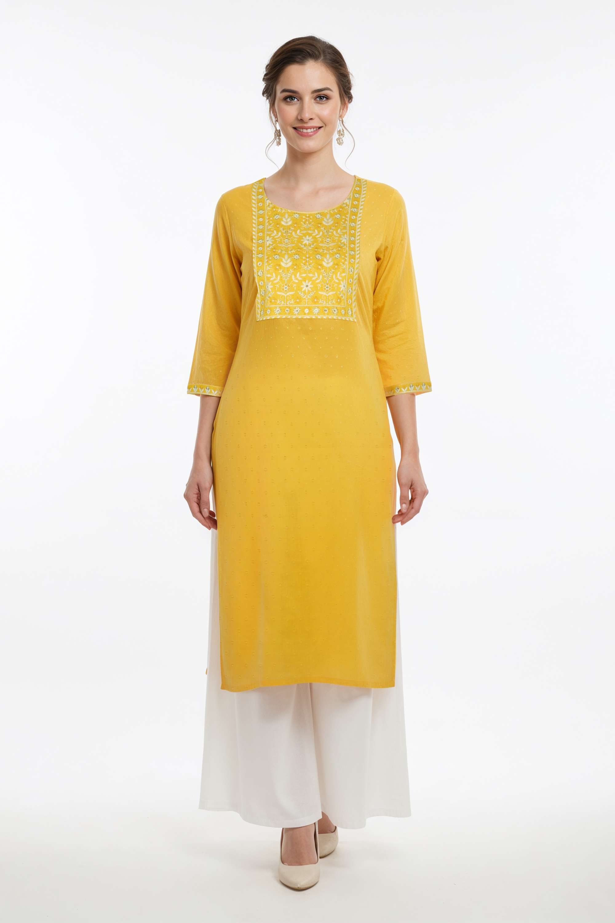 Embroidered-Cotton-Round-Neck-Women-s-Casual-Wear-Kurta