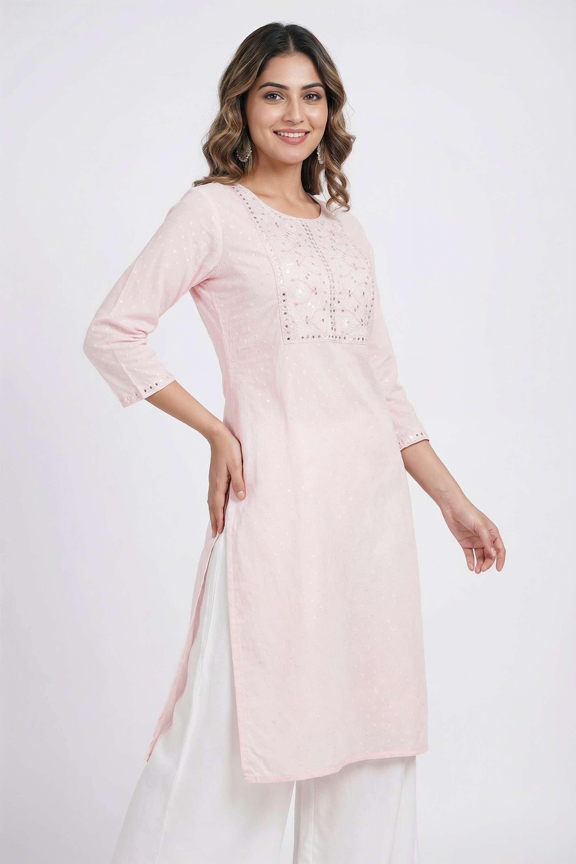 Embroidered-Cotton-Round-Neck-Women-s-Casual-Wear-Kurta