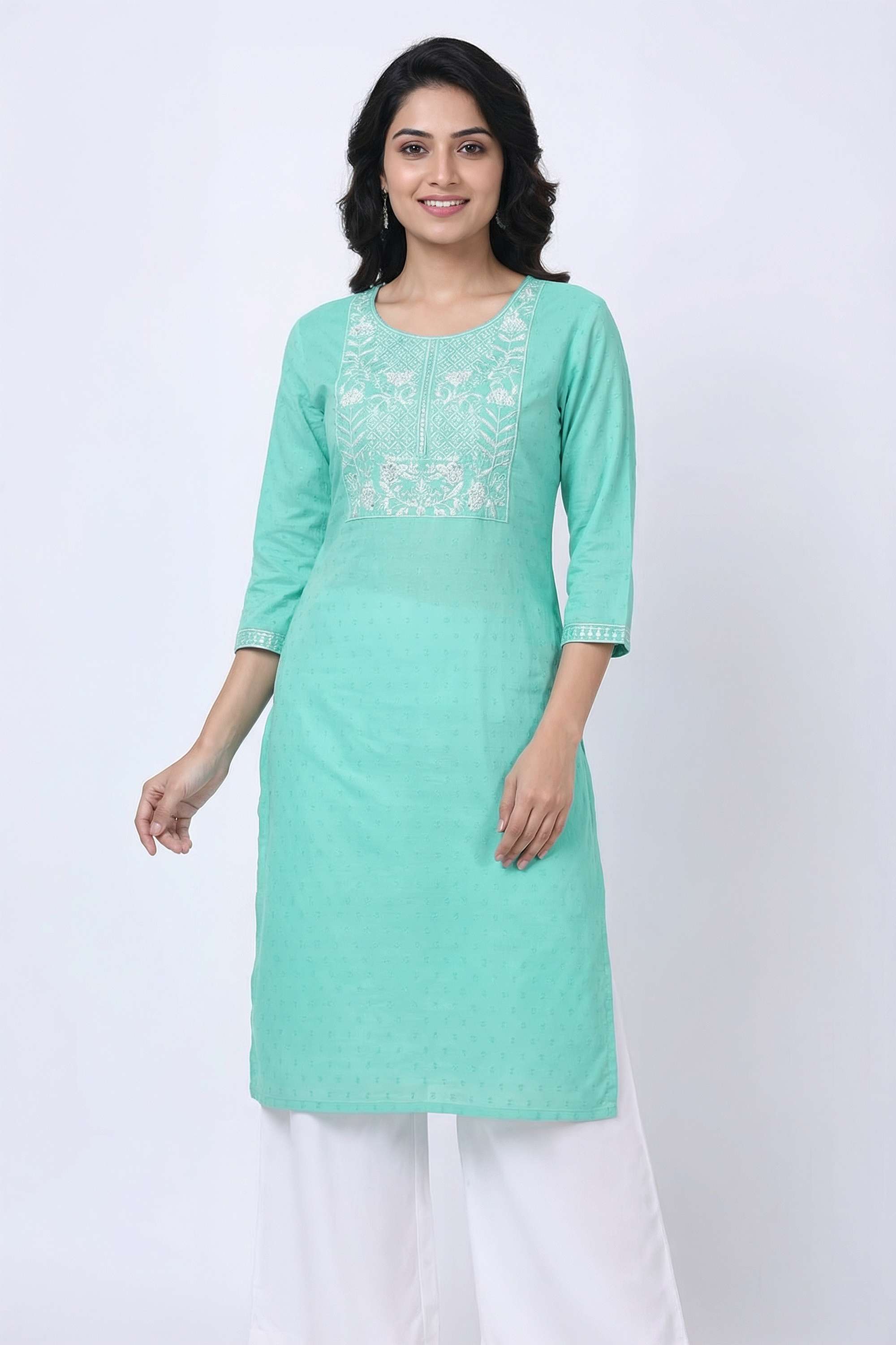 Embroidered-Cotton-Round-Neck-Women-s-Casual-Wear-Kurta
