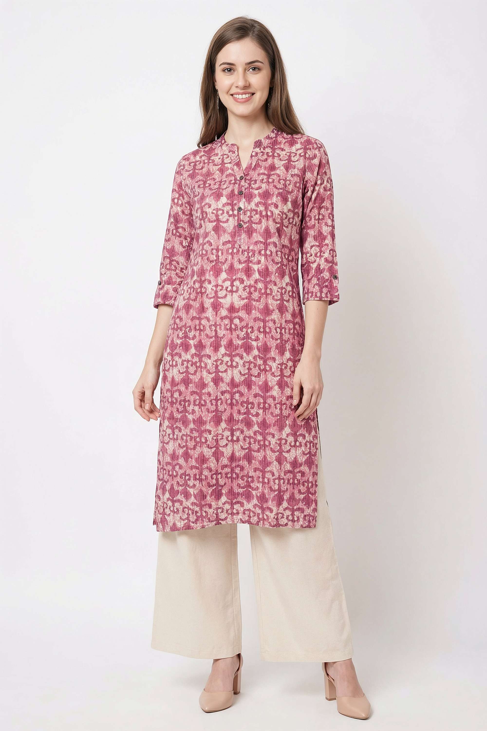 Printed-Cotton-Henley-Women-s-Casual-Wear-Kurta