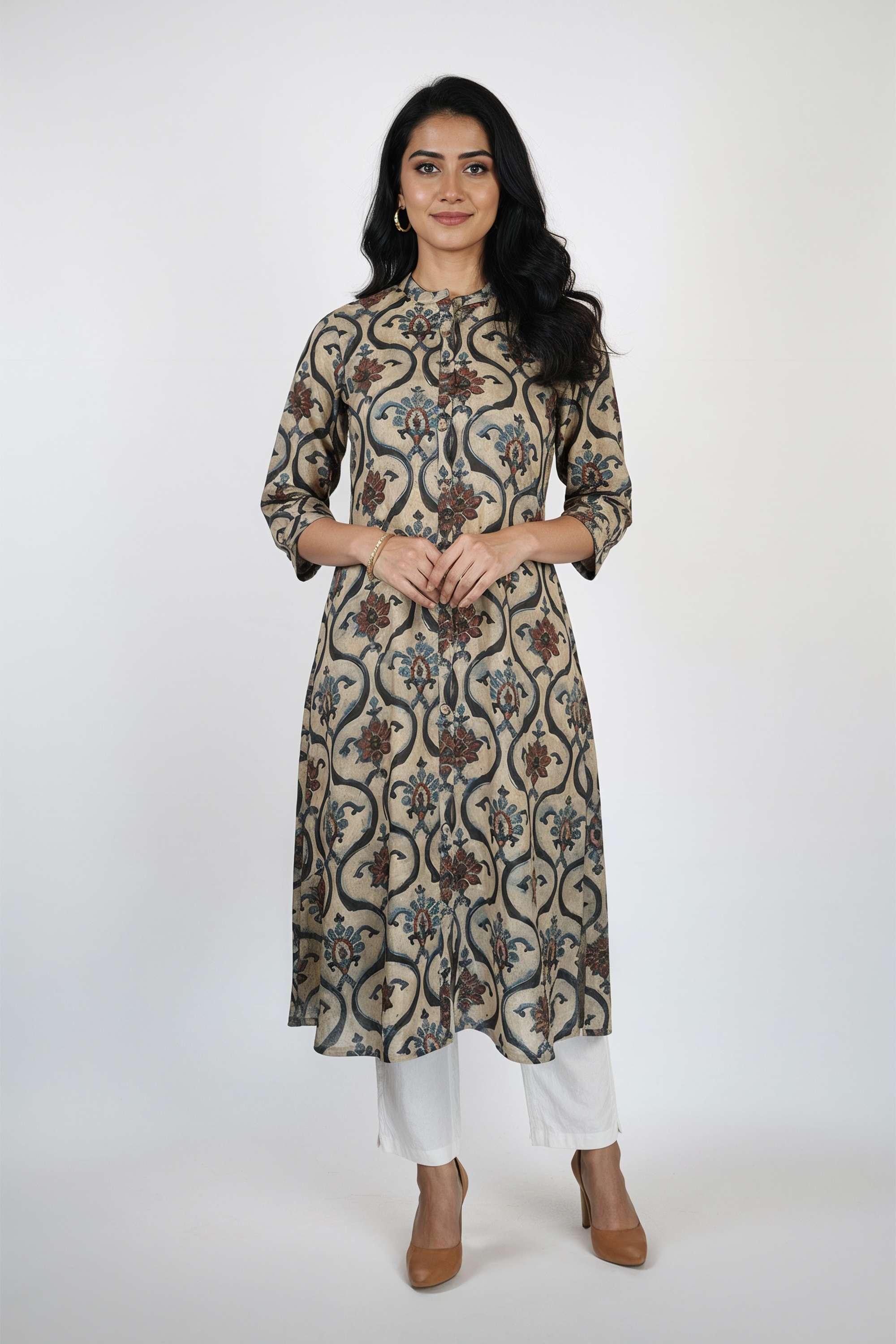 Printed-Cotton-Henley-Women-s-Casual-Wear-Kurta