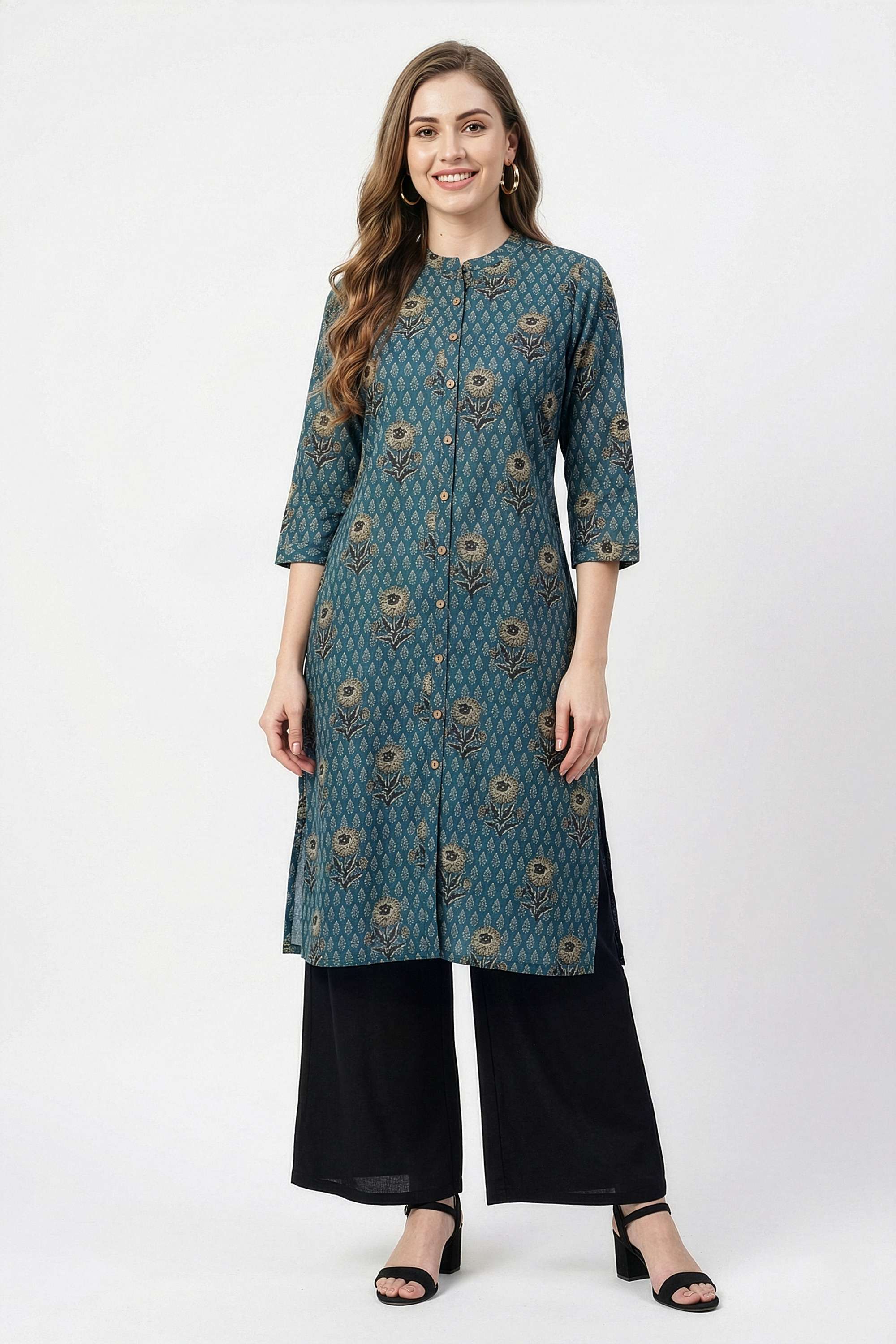 Printed-Cotton-Henley-Women-s-Casual-Wear-Kurta