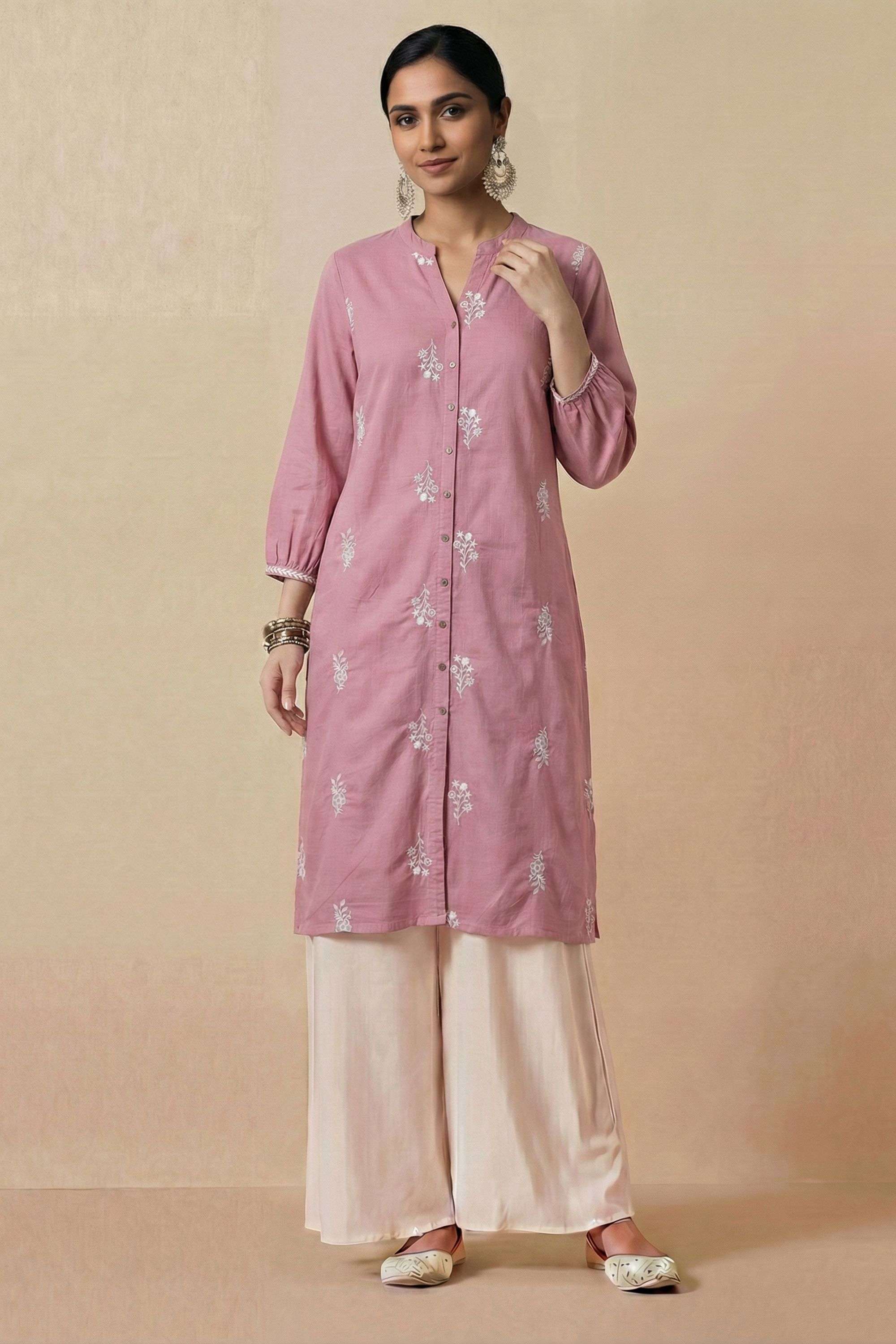 Embroidered-Blended-Fabric-Henley-Women-s-Casual-Wear-Kurta
