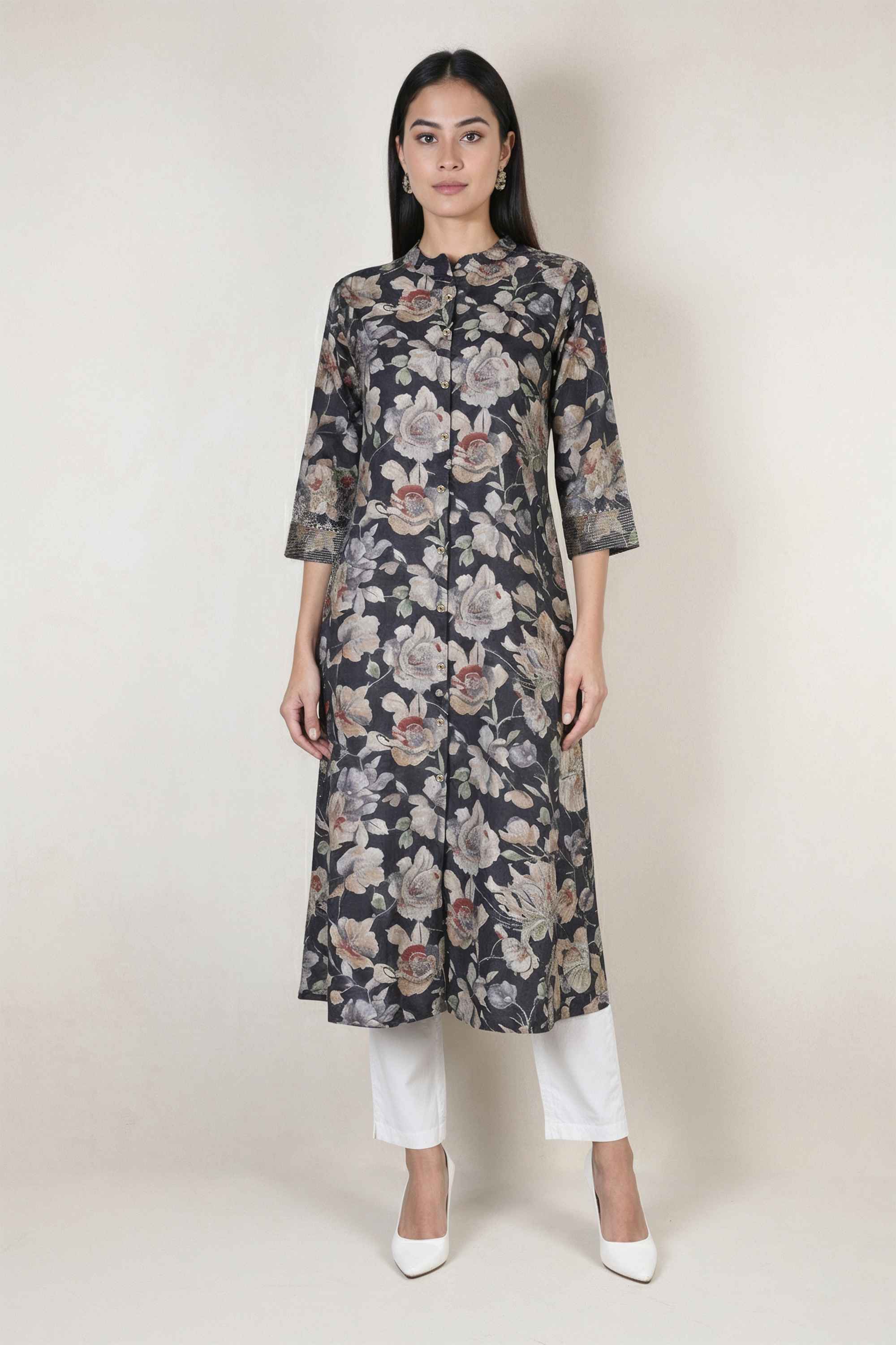 Printed-PV-Muslin-Mandarin-Collar-Women-s-Every-Occasion-Kurta
