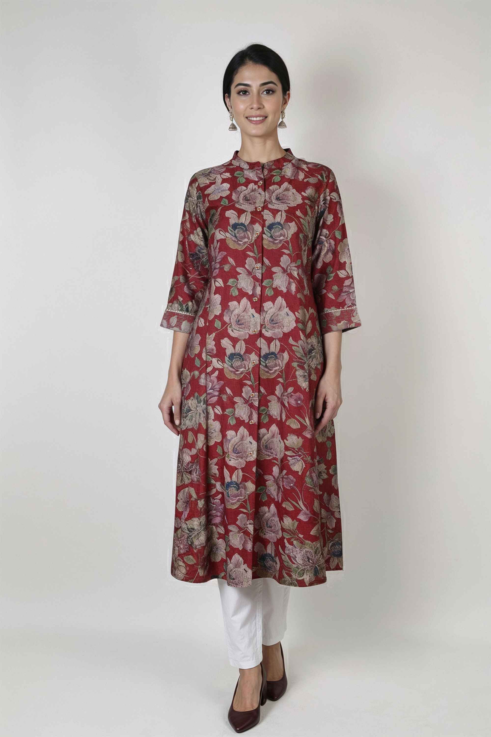 Printed-PV-Muslin-Mandarin-Collar-Women-s-Every-Occasion-Kurta