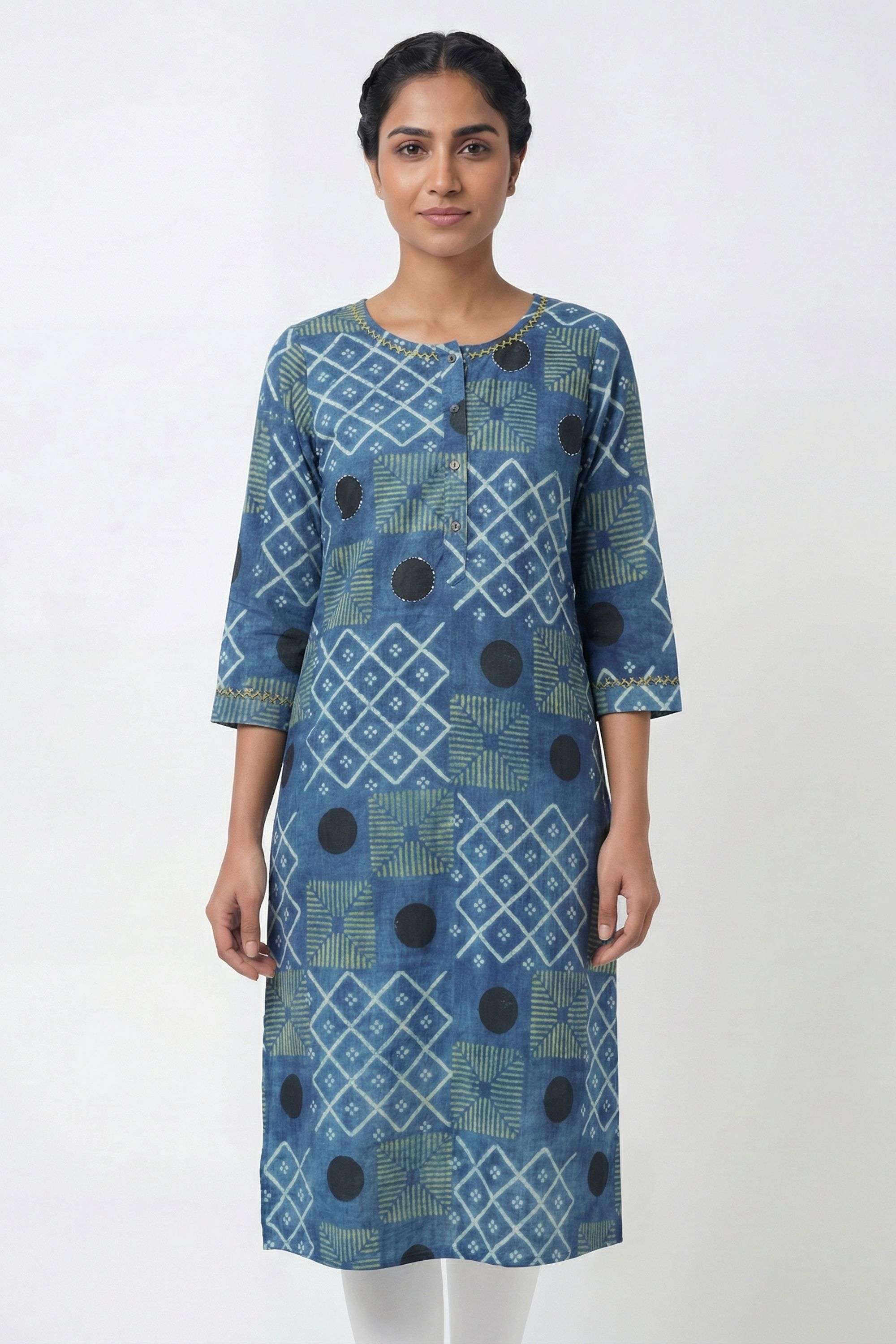 Embroidered-Blended-Fabric-Henley-Women-s-Casual-Wear-Kurta