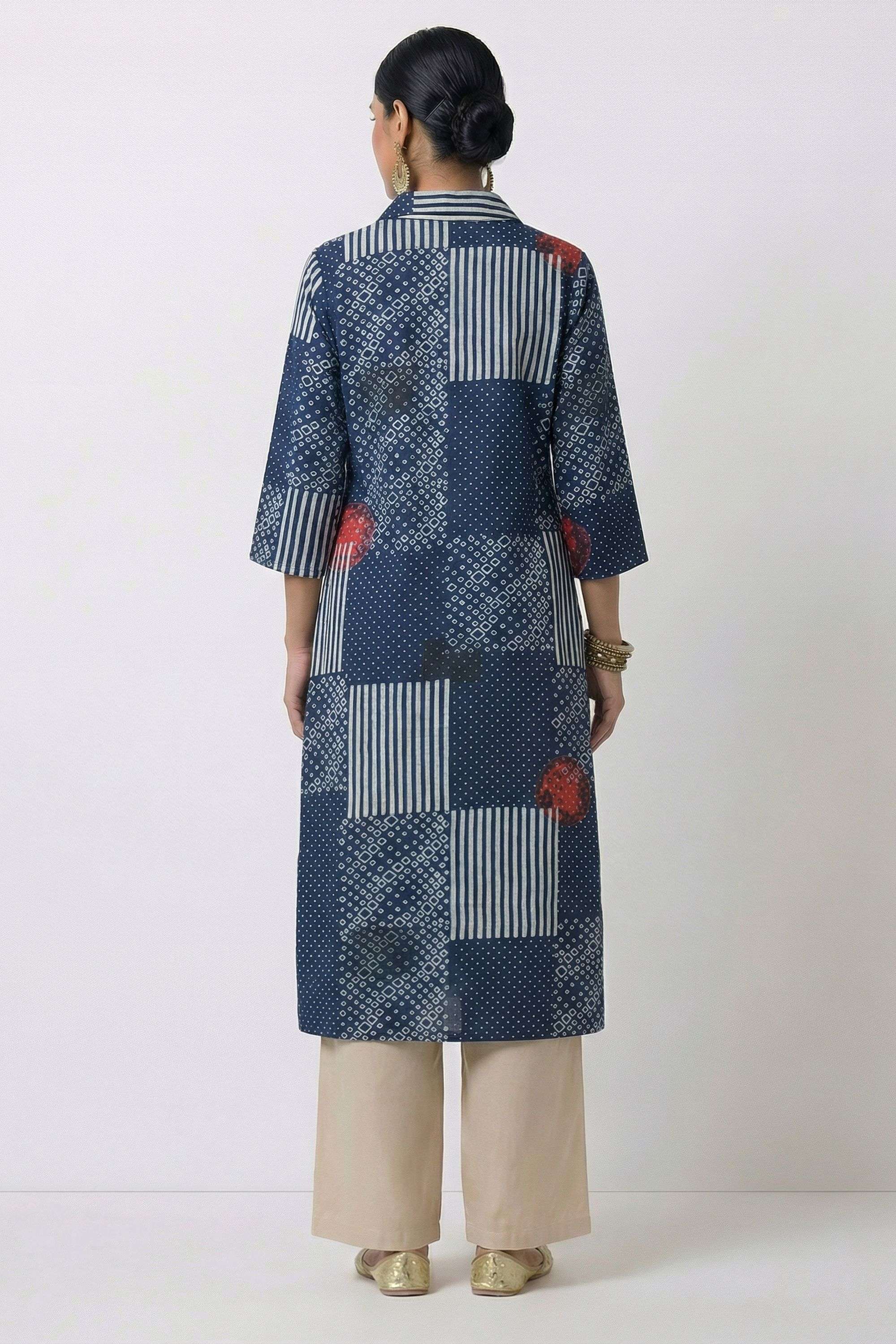 Printed-Blended-Fabric-Collared-Women-s-Casual-Wear-Kurta