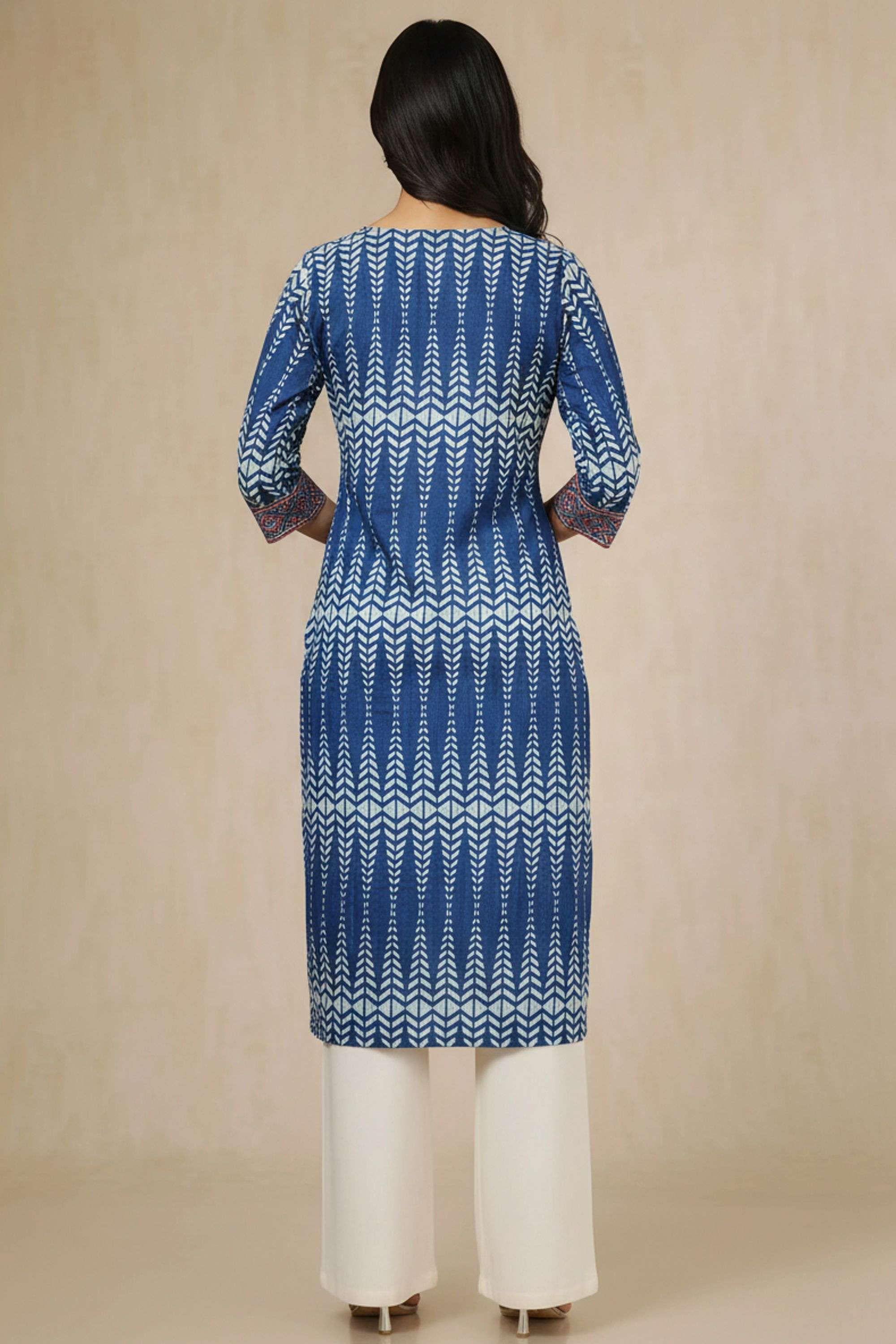 Printed-Blended-Fabric-Round-Neck-Women-s-Casual-Wear-Kurta