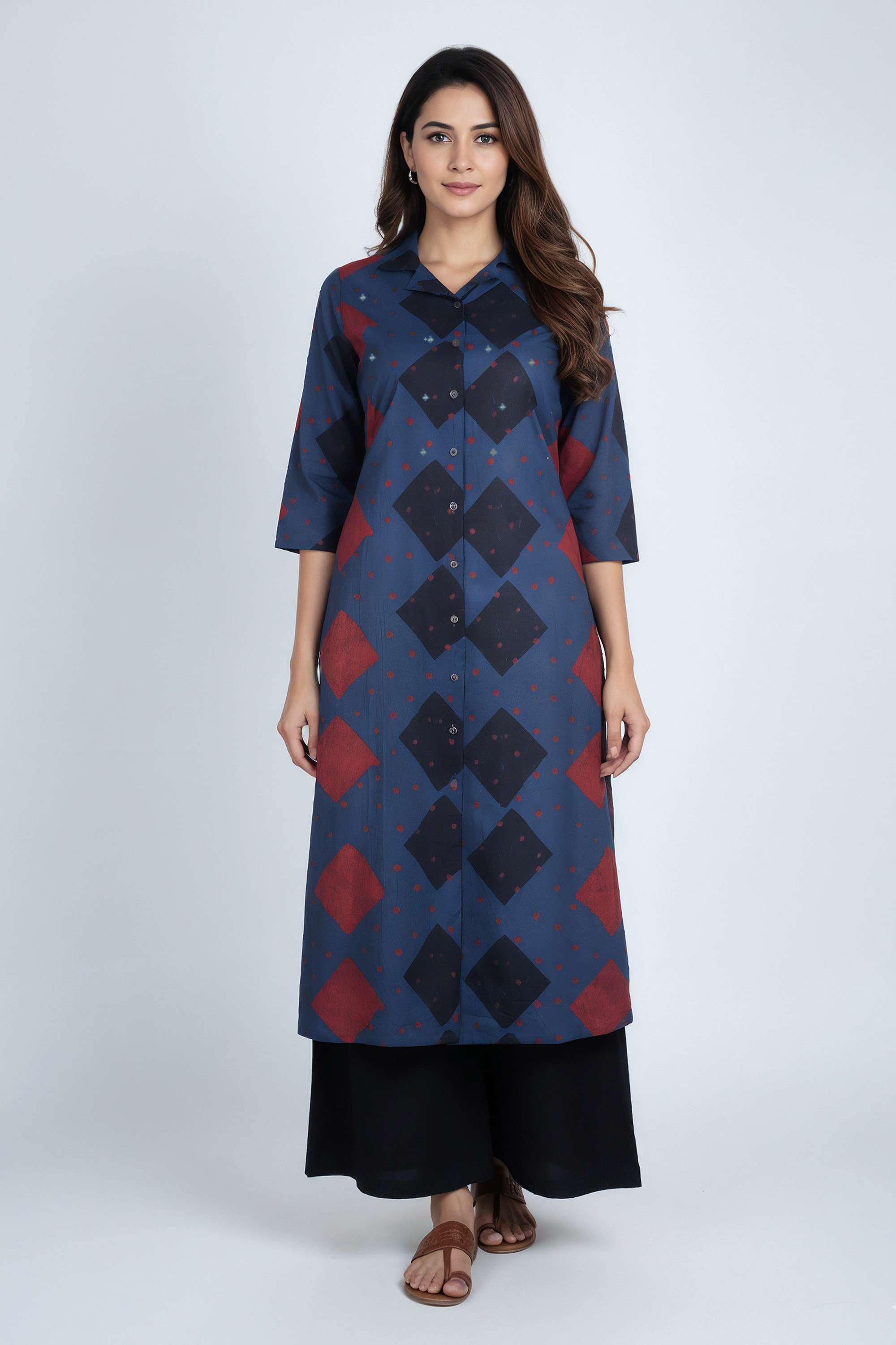 Printed-Cotton-Collared-Women-s-Casual-Wear-Kurta