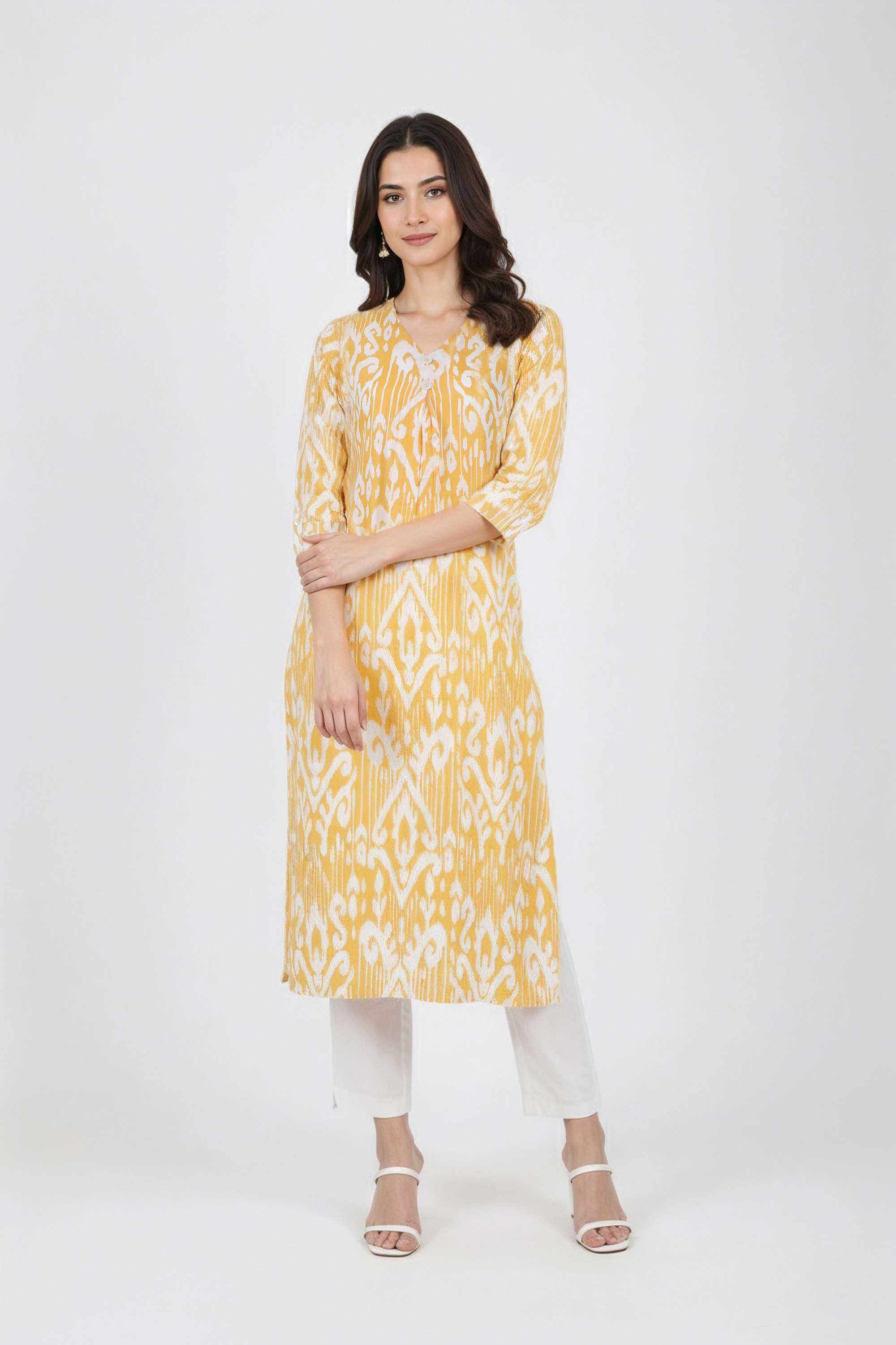 Printed-Blended-Fabric-Y-Neck-Women-s-Casual-Wear-Kurta
