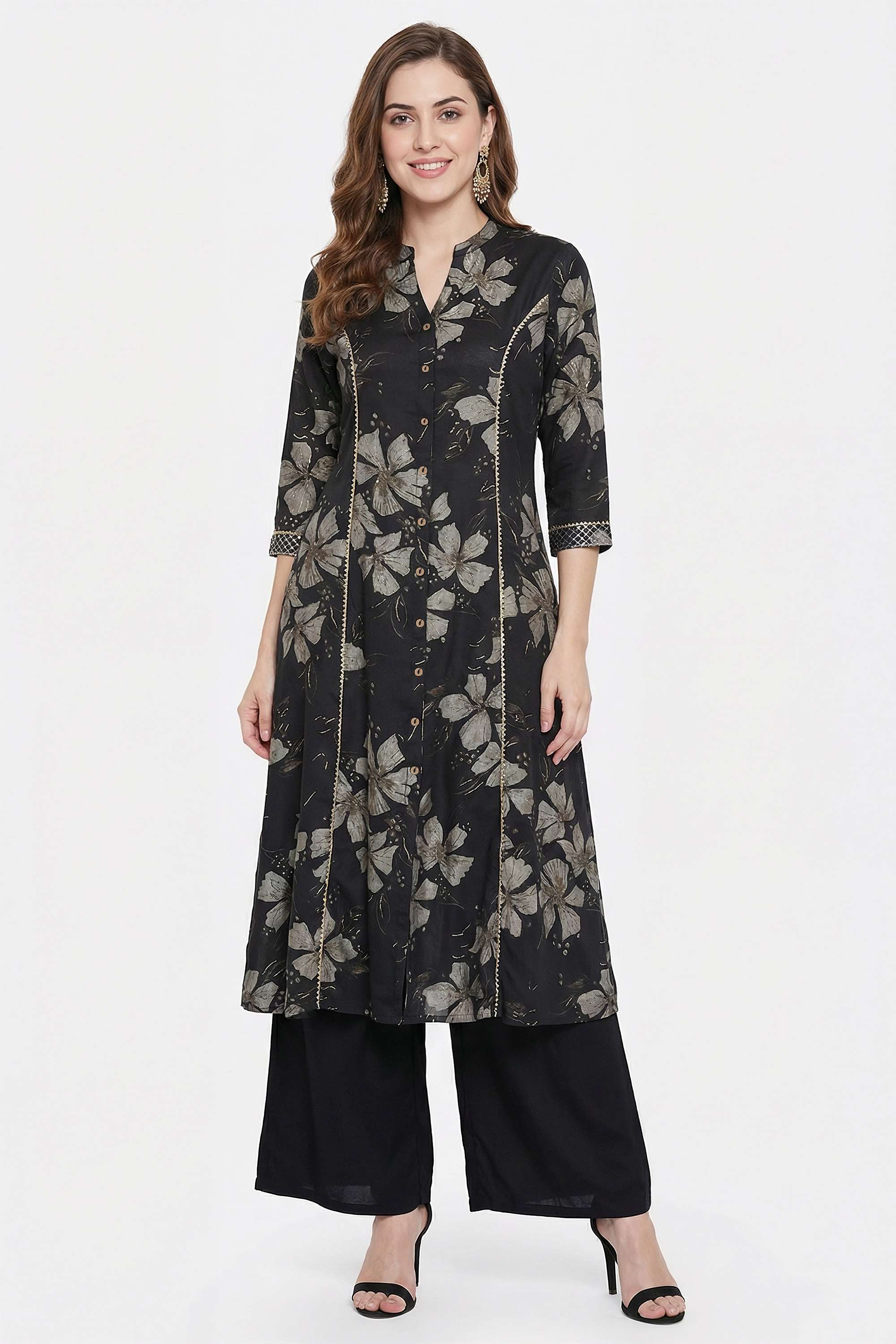 Printed-Viscose-Henley-Women-Casual-Wear-Kurta