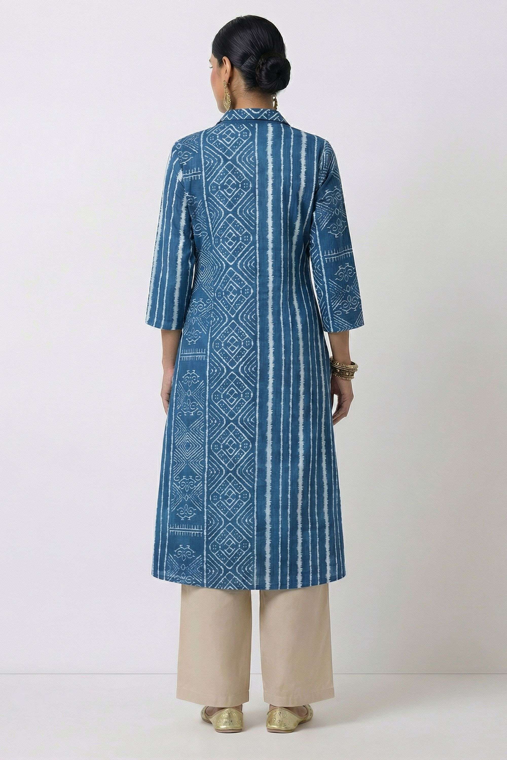 Printed-Blended-Fabric-Collared-Women-s-Casual-Wear-Kurta