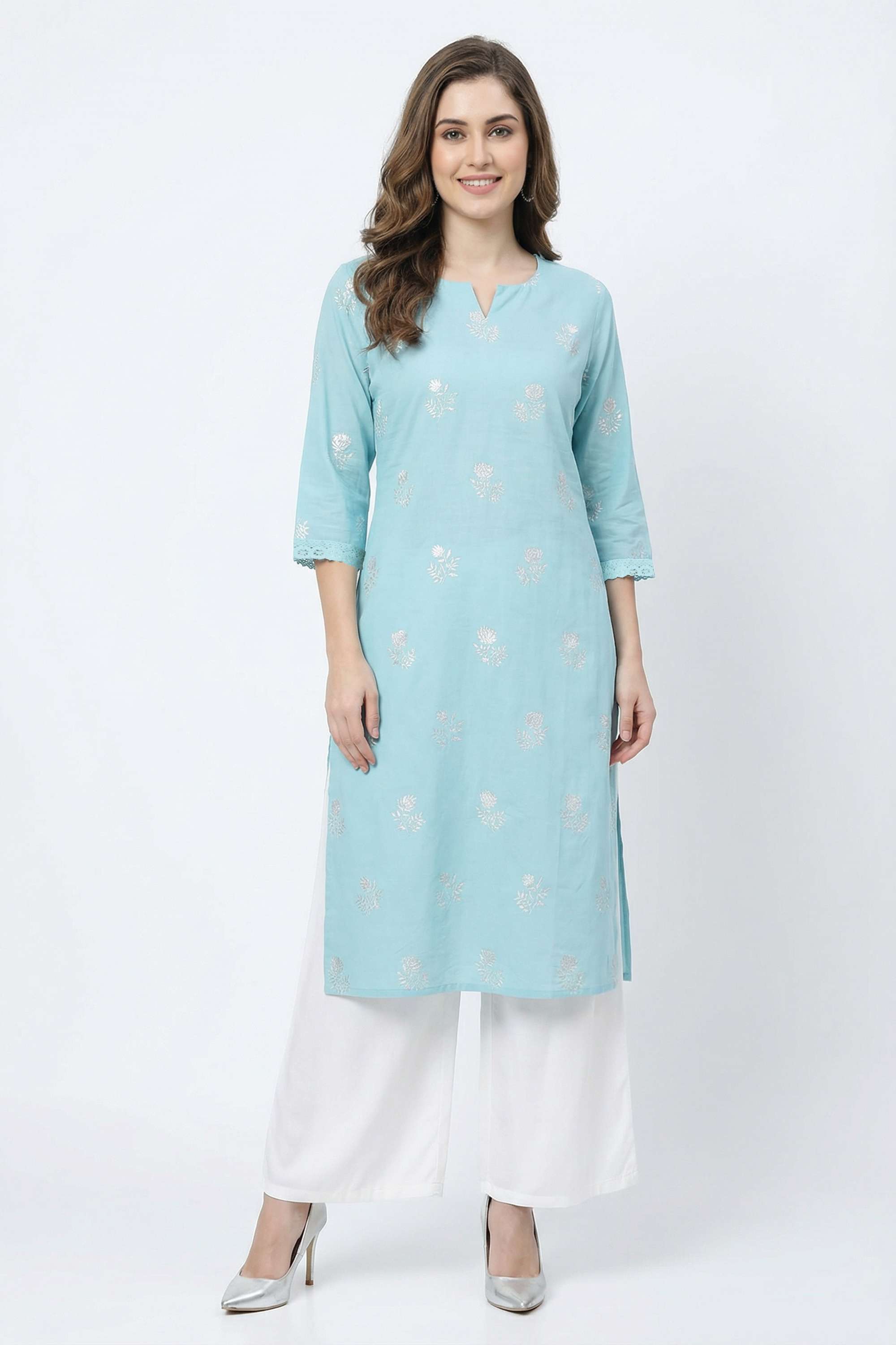 Embroidered-Blended-Fabric-Y-Neck-Women-s-Casual-Wear-Kurta