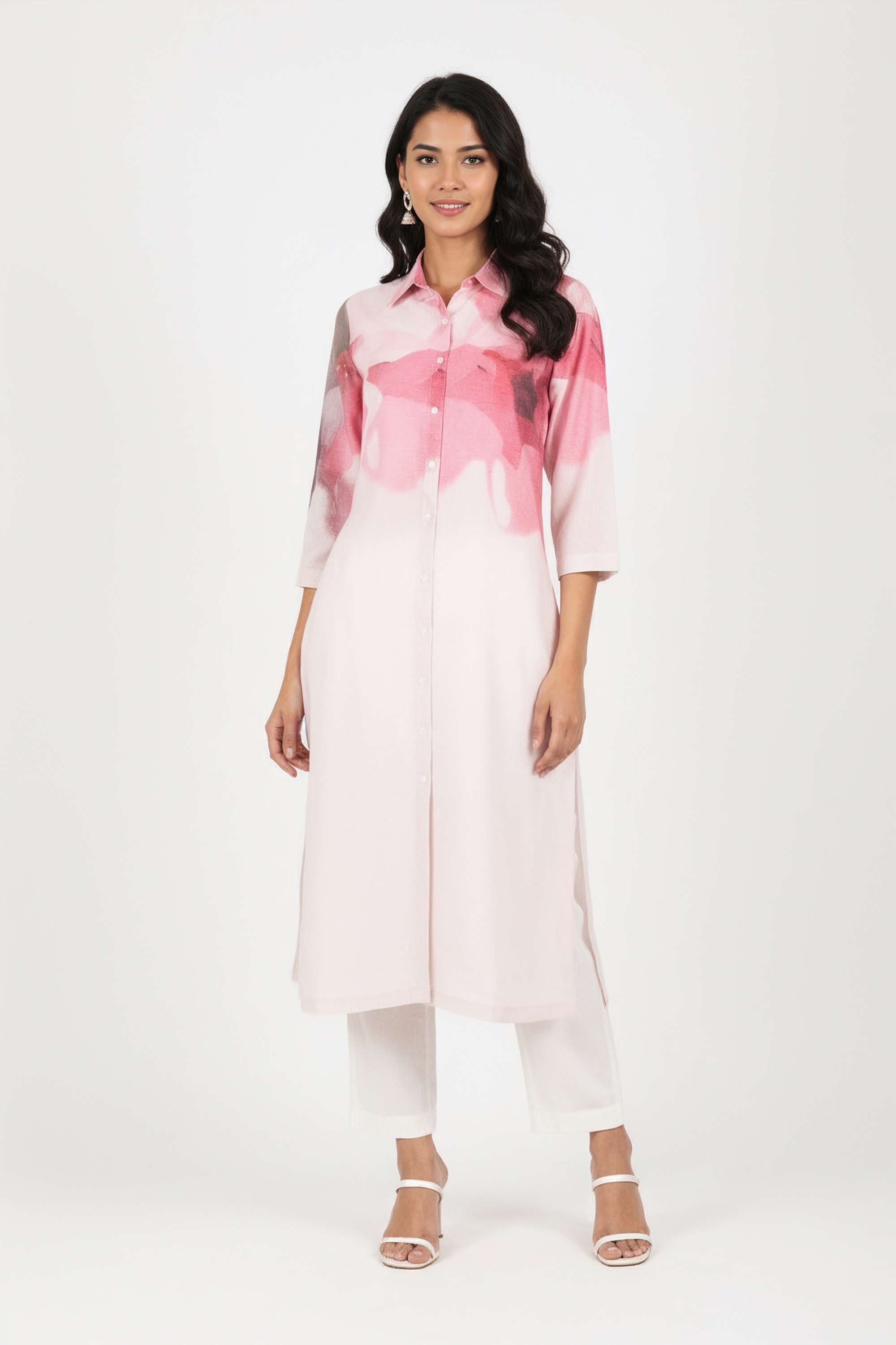 Printed-Blended-Fabric-Collared-Women-s-Casual-Wear-Kurta