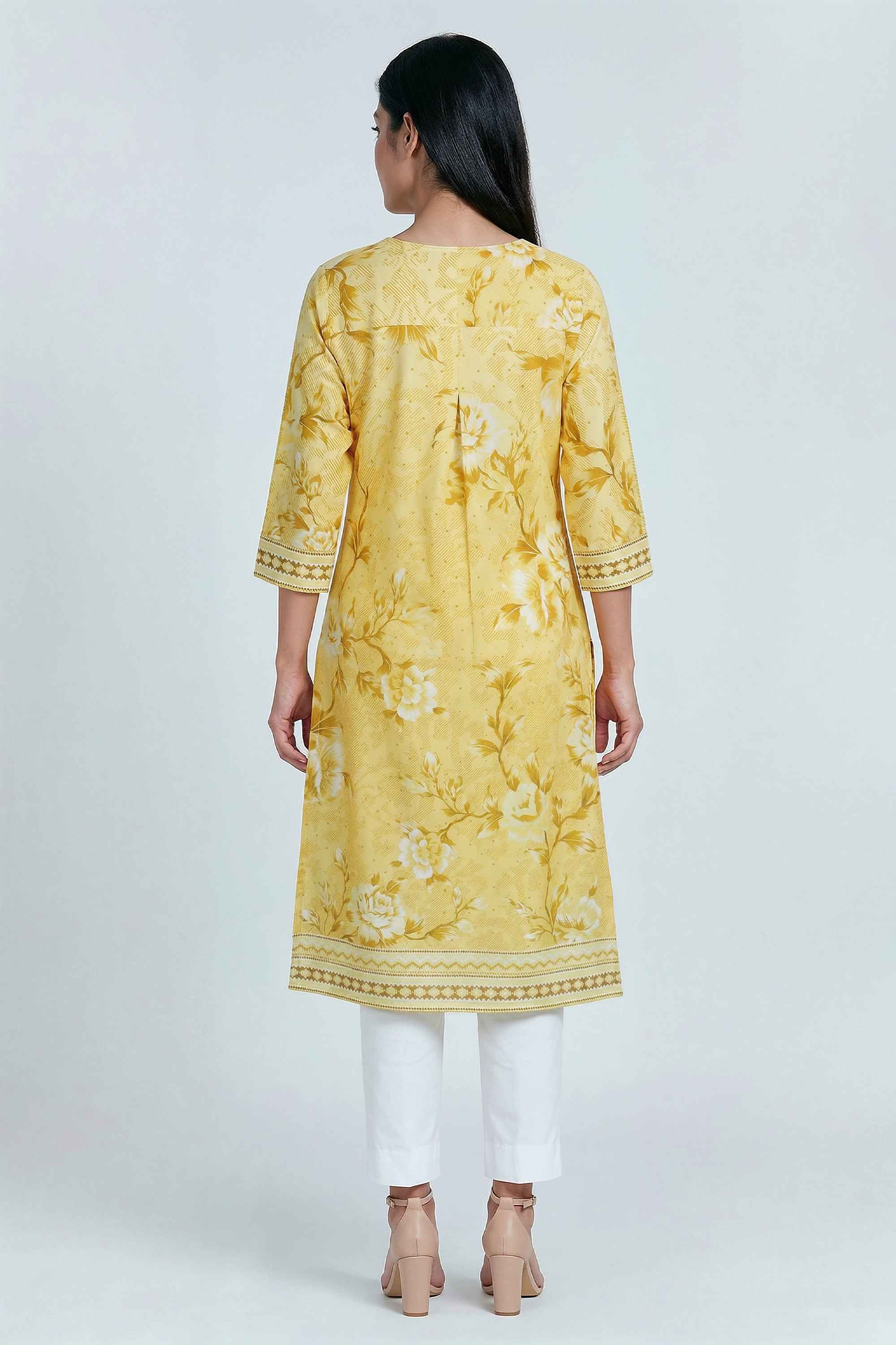 Printed-Blended-Fabric-Y-Neck-Women-s-Casual-Wear-Kurta