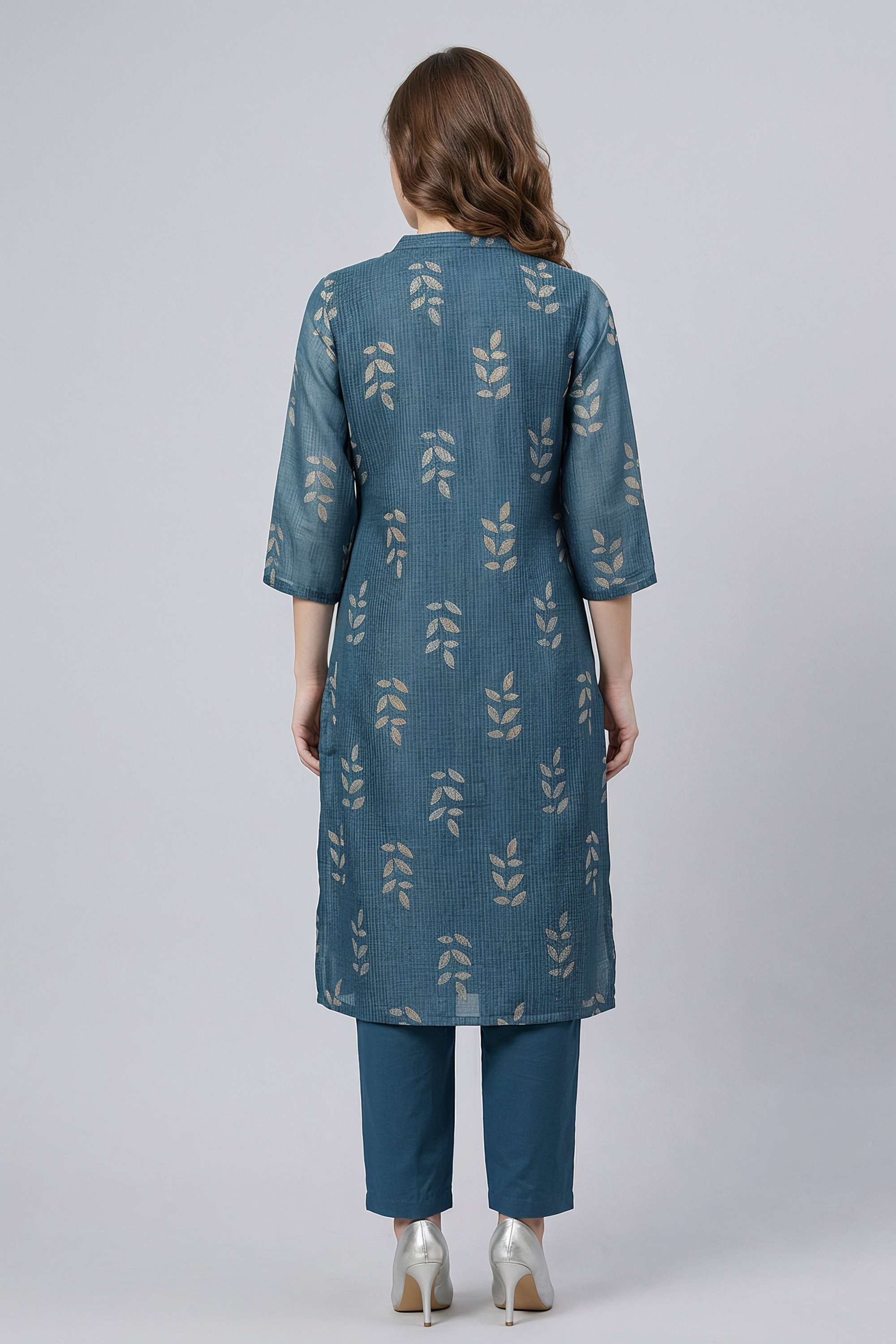 Printed-Blended-Fabric-Round-Neck-Women-s-Casual-Wear-Kurta-Set