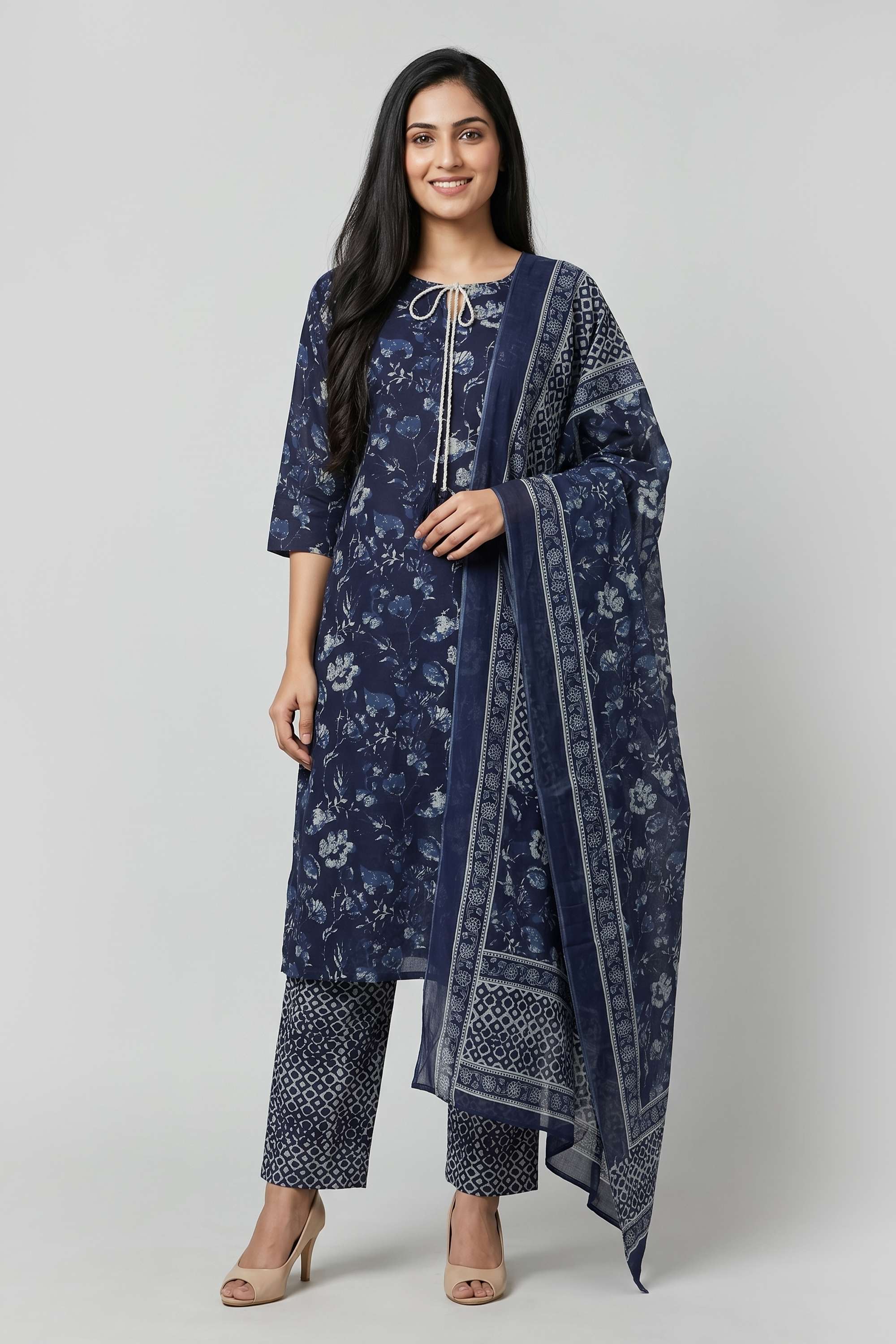 Embroidered-Blended-Fabric-Collared-Women-s-Casual-Wear-Kurta-Set