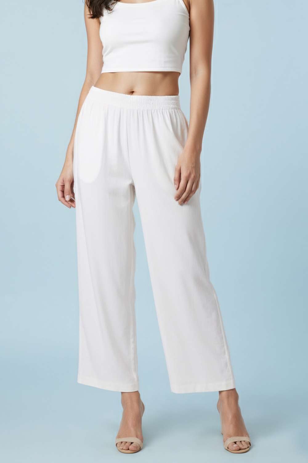 Solid-Straight-Fit-Rayon-Dobby-Women-s-Ankle-Length-Palazzos