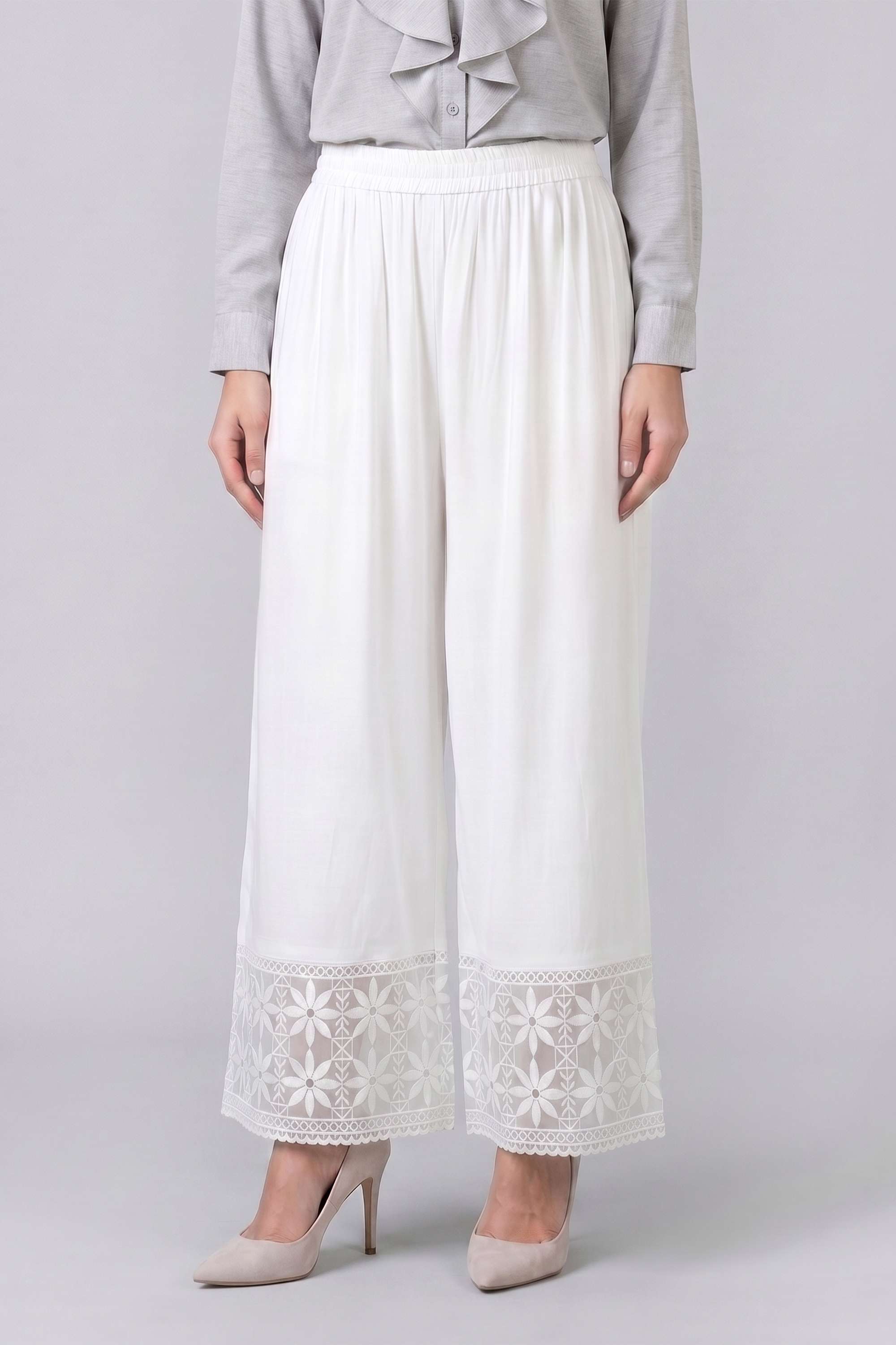 stop Solid Straight Fit Blended Fabric Women's Ankle Length Palazzos-picture-19