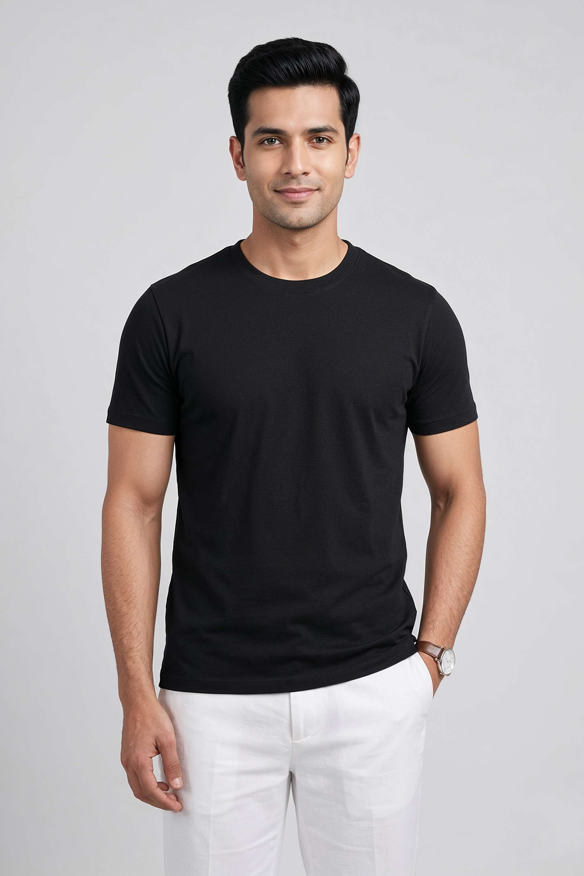 Solid-Cotton-Blend-Regular-Fit-Men-s-T-Shirt