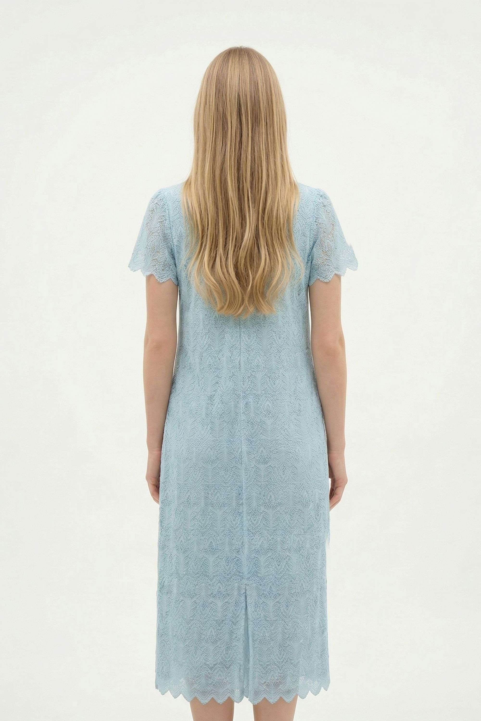 Solid-V-Neck-Blended-Fabric-Women-Dress