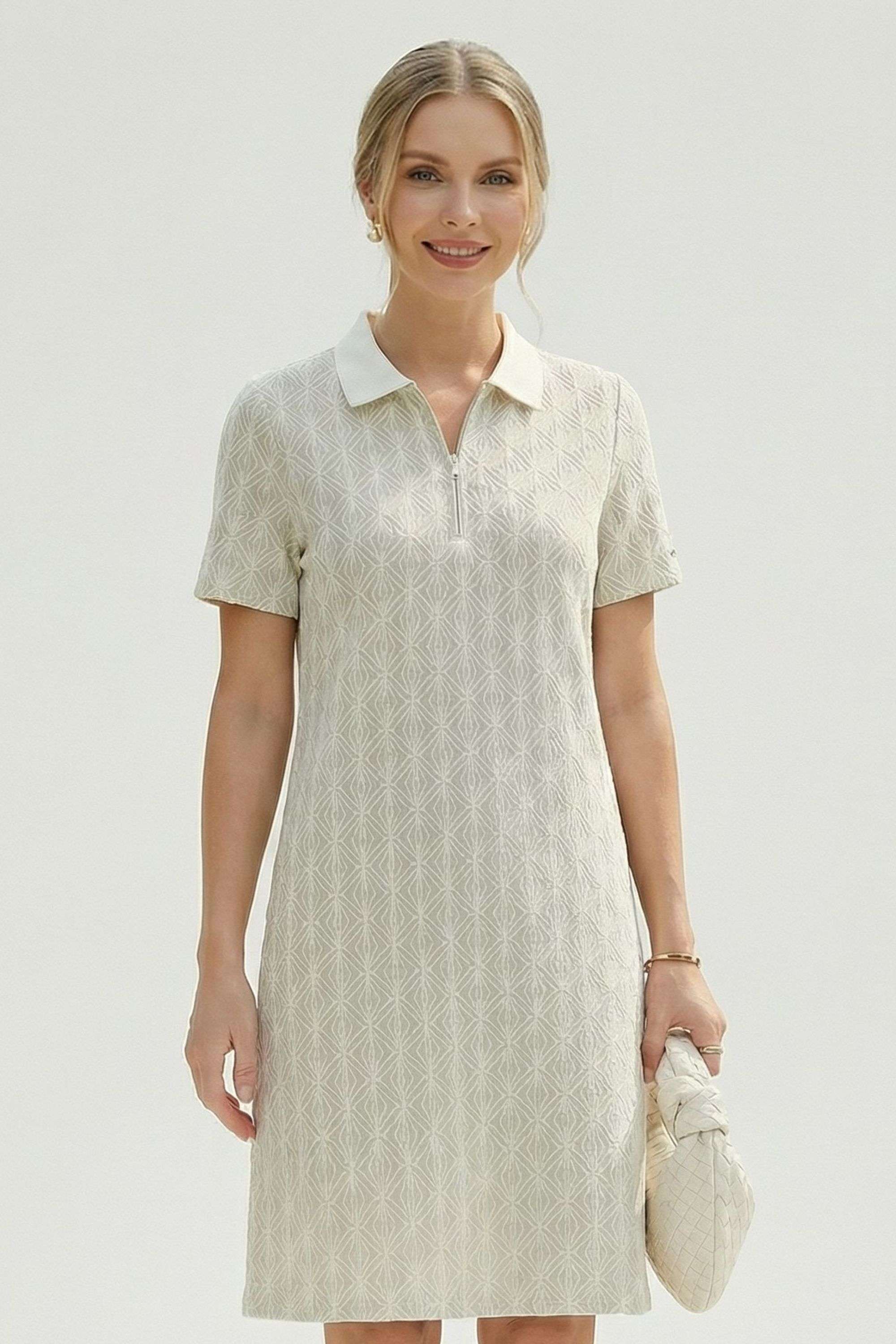 Textured-Collared-Blended-Fabric-Women-s-Dress
