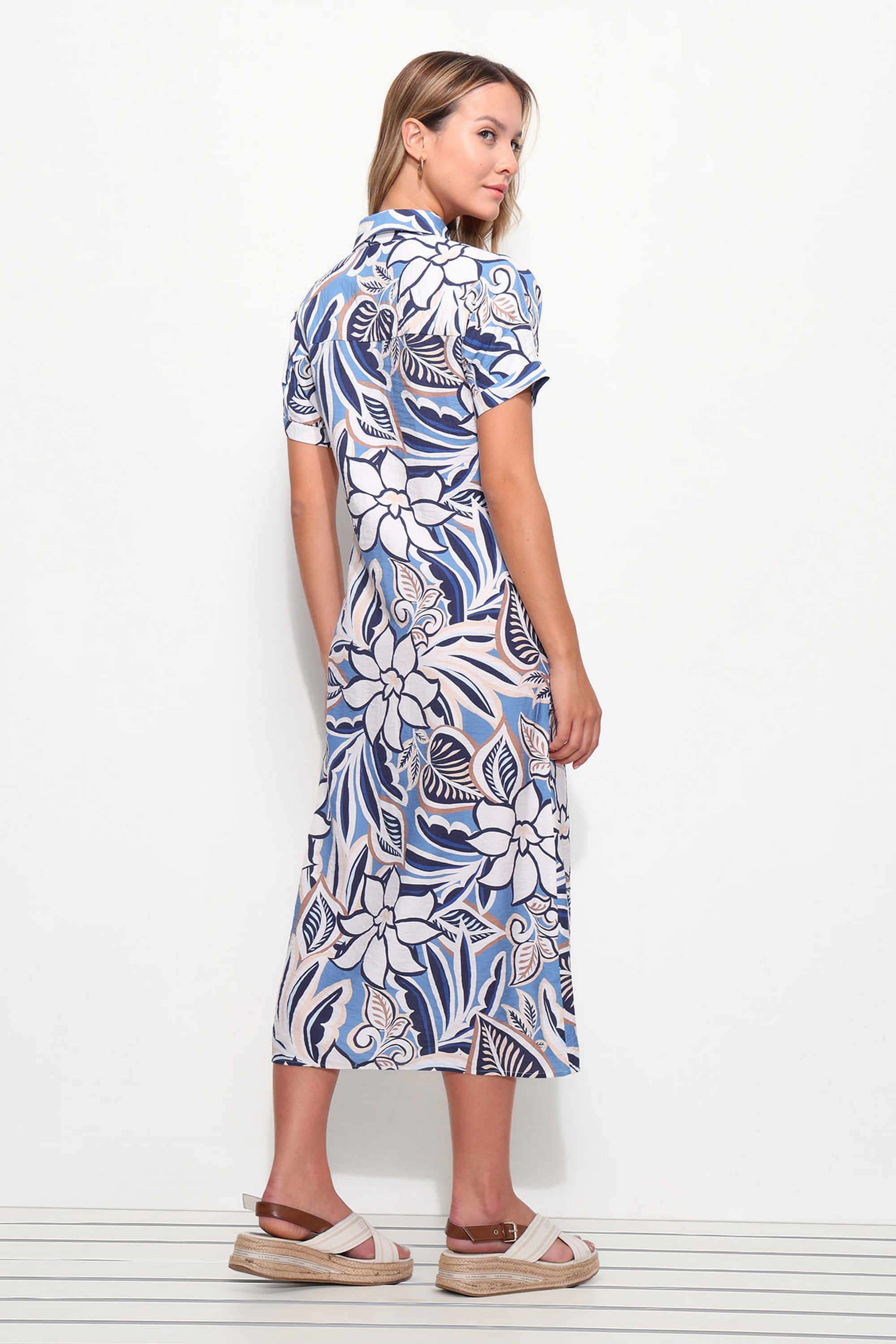Printed-Rayon-Collared-Women-s-Midi-Dress
