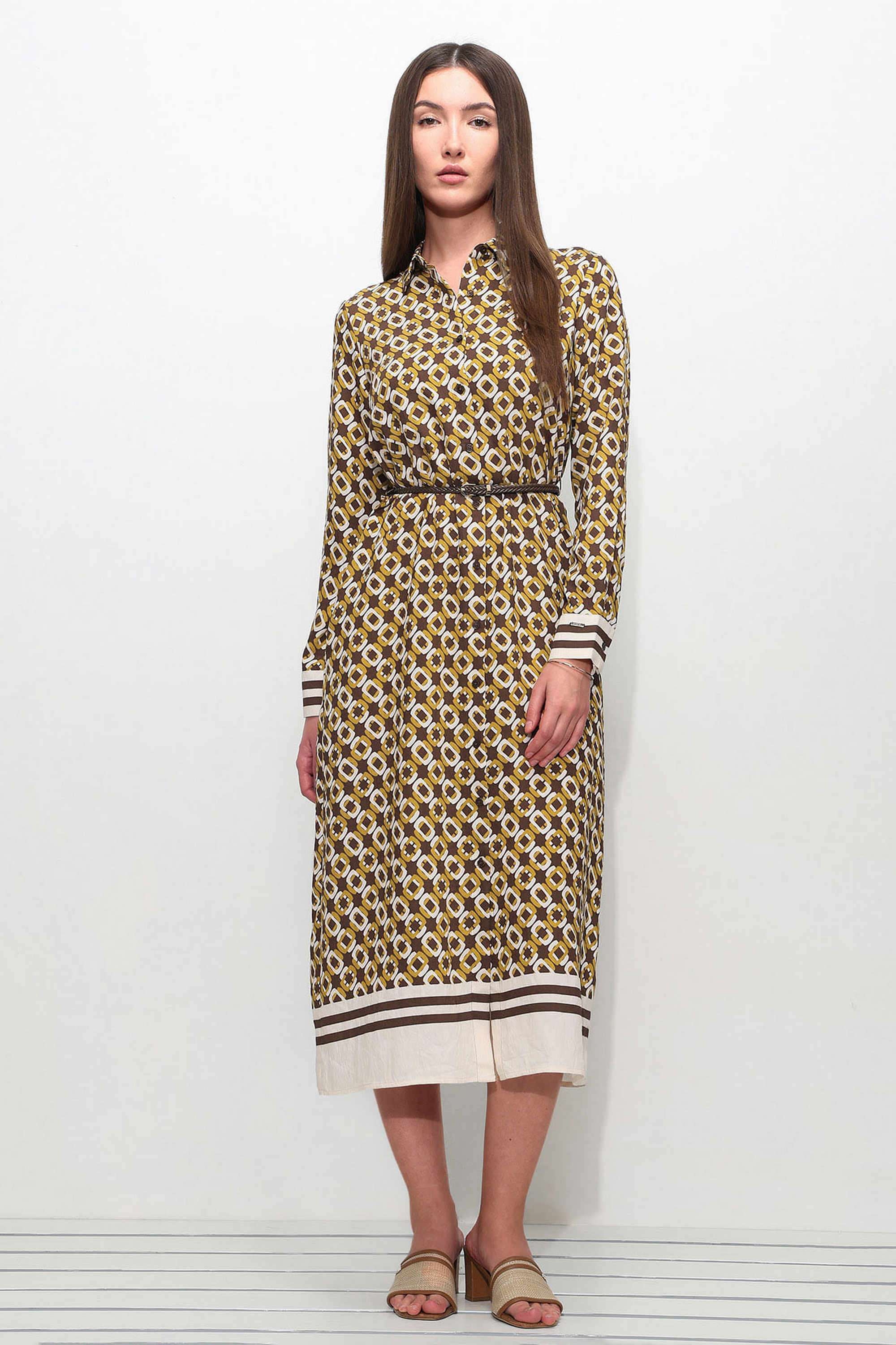 Printed-Viscose-Collared-Women-s-Midi-Dress
