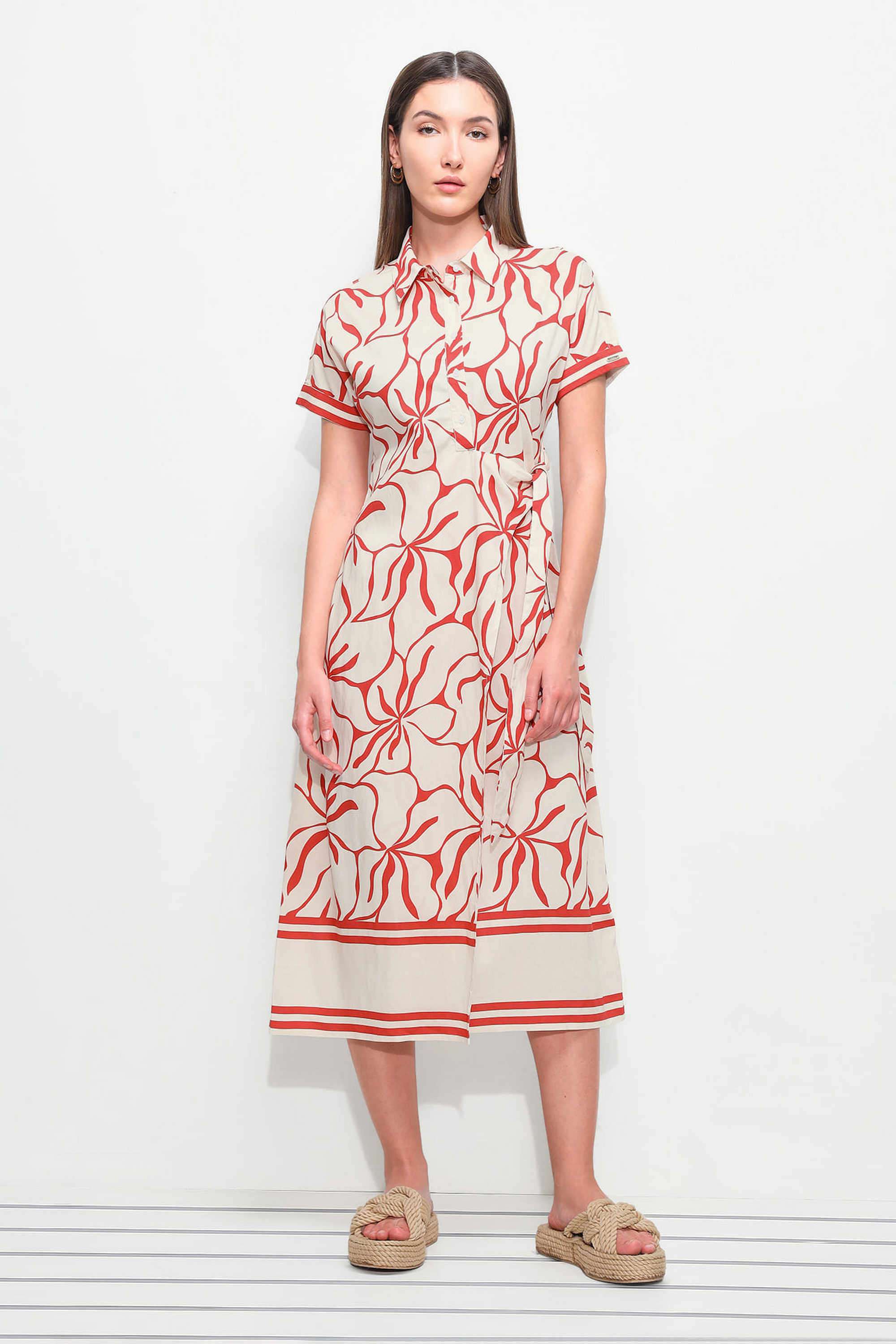Printed-Viscose-Collared-Women-s-Midi-Dress