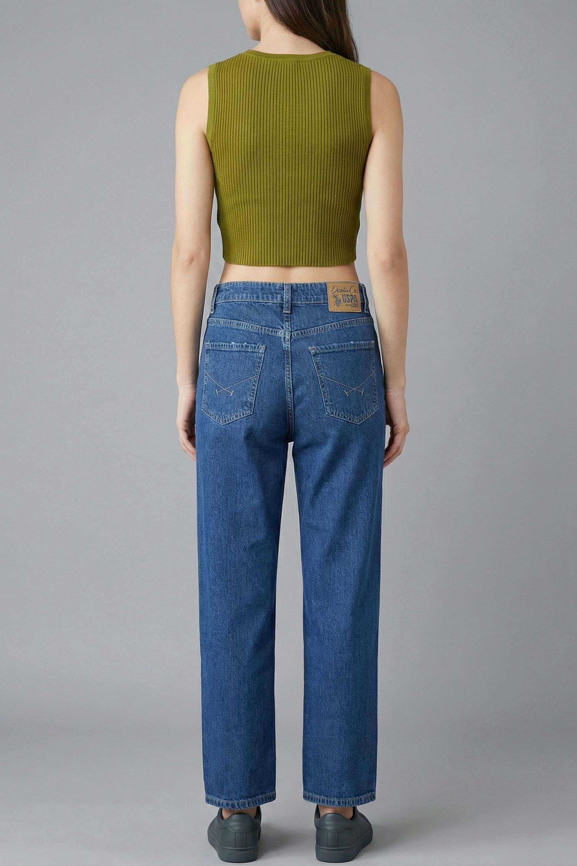 Mid-Rise-Blended-Fabric-Straight-Fit-Women-s-Jeans