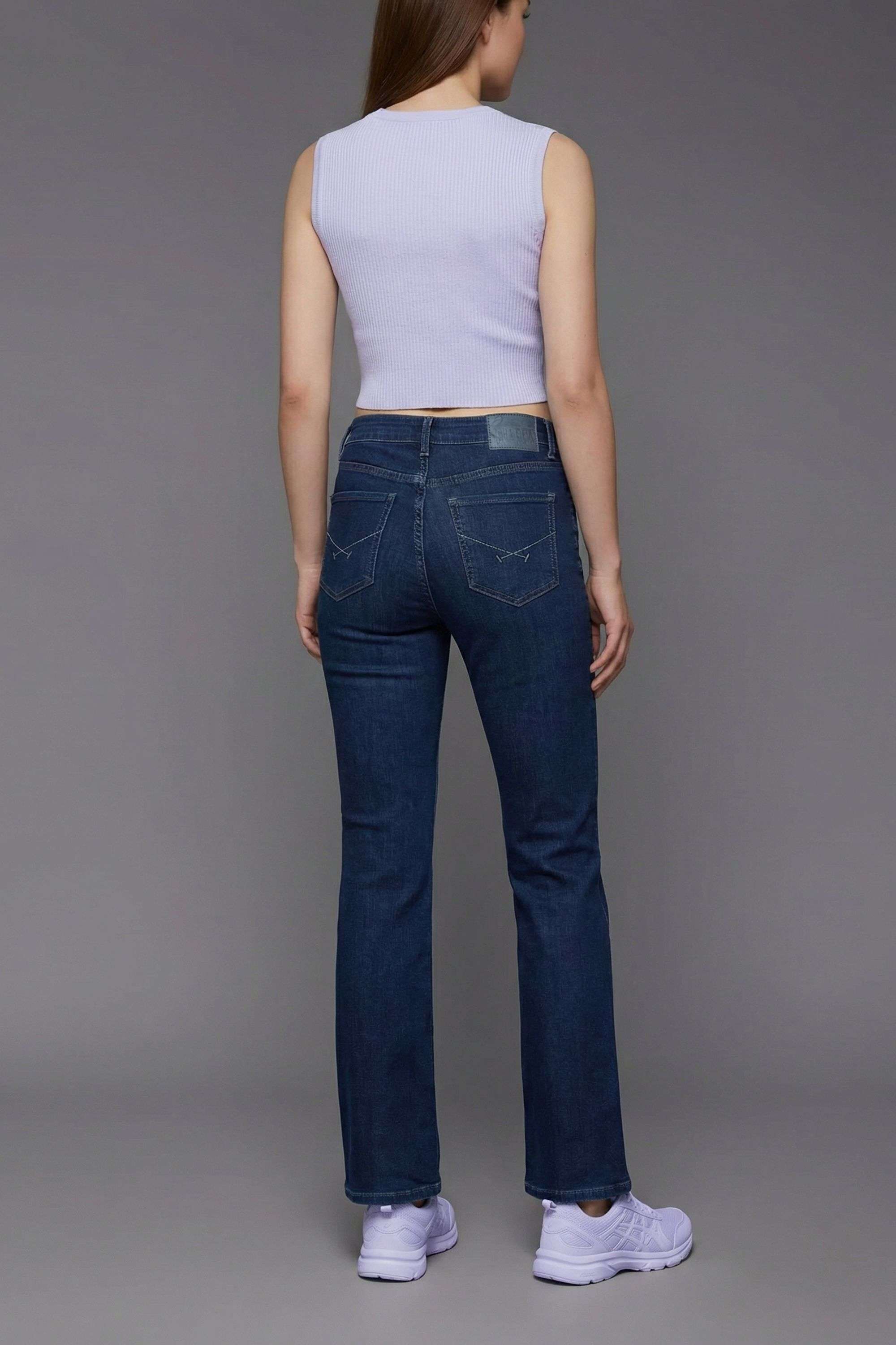 High-Rise-Blended-Fabric-Straight-Fit-Women-s-Jeans