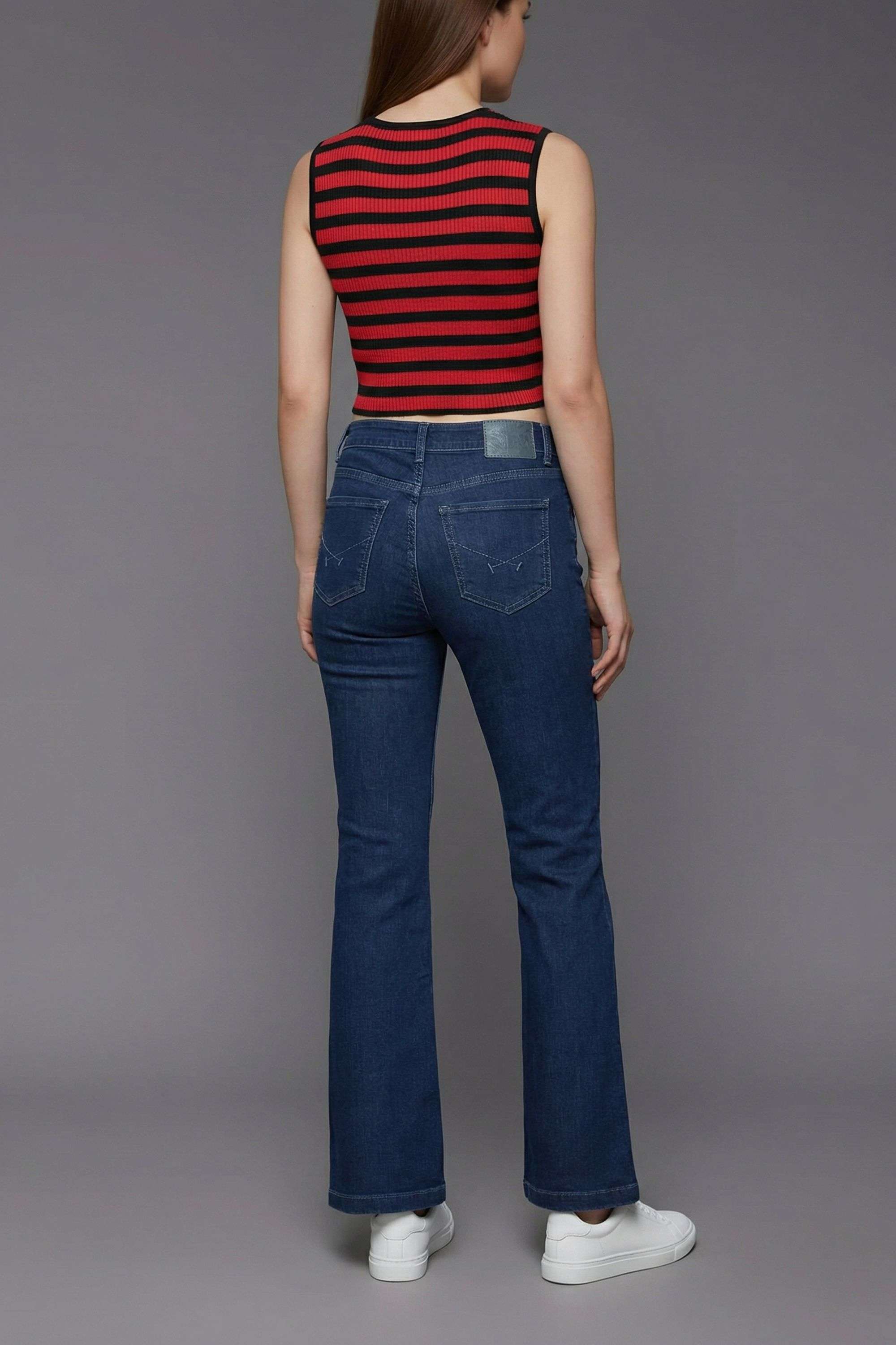 High-Rise-Blended-Fabric-Bootcut-Fit-Women-s-Jeans