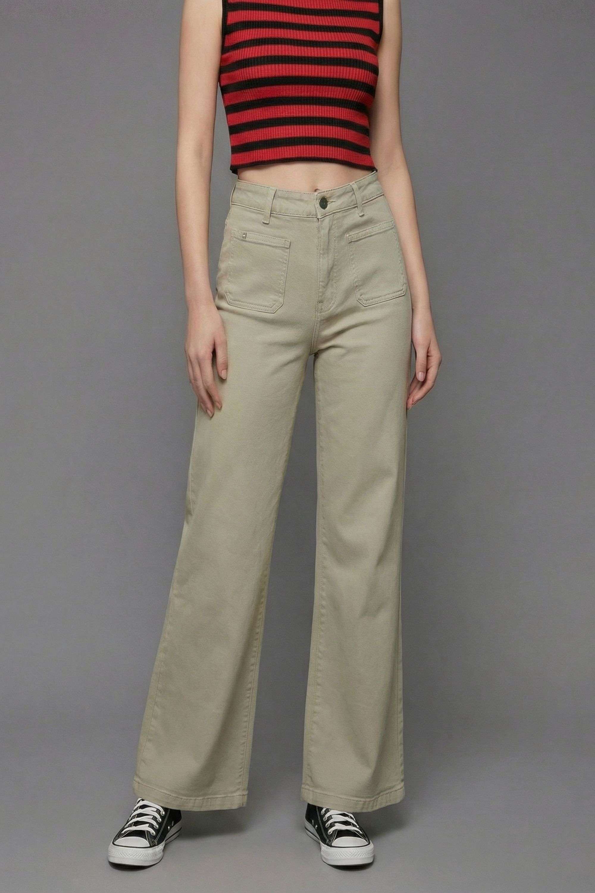 High-Rise-Blended-Fabric-Wide-Leg-Fit-Women-s-Jeans