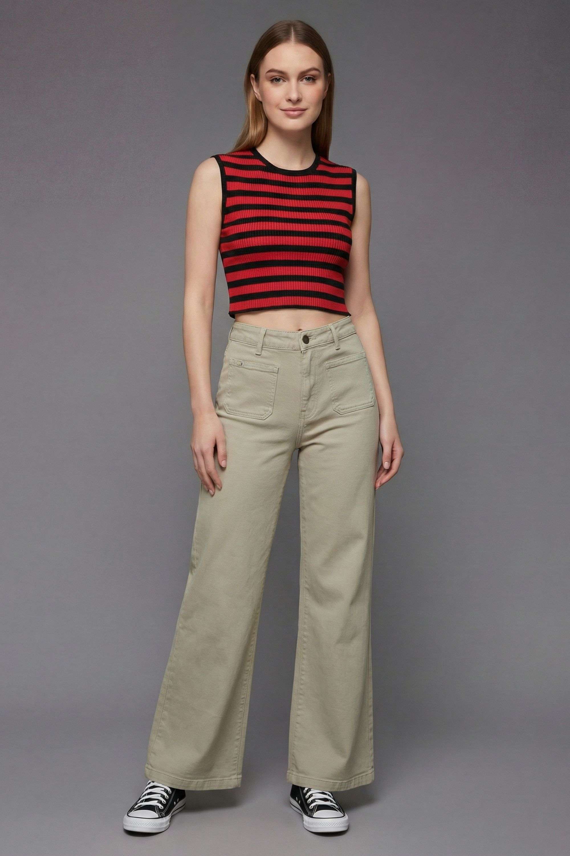 High-Rise-Blended-Fabric-Wide-Leg-Fit-Women-s-Jeans