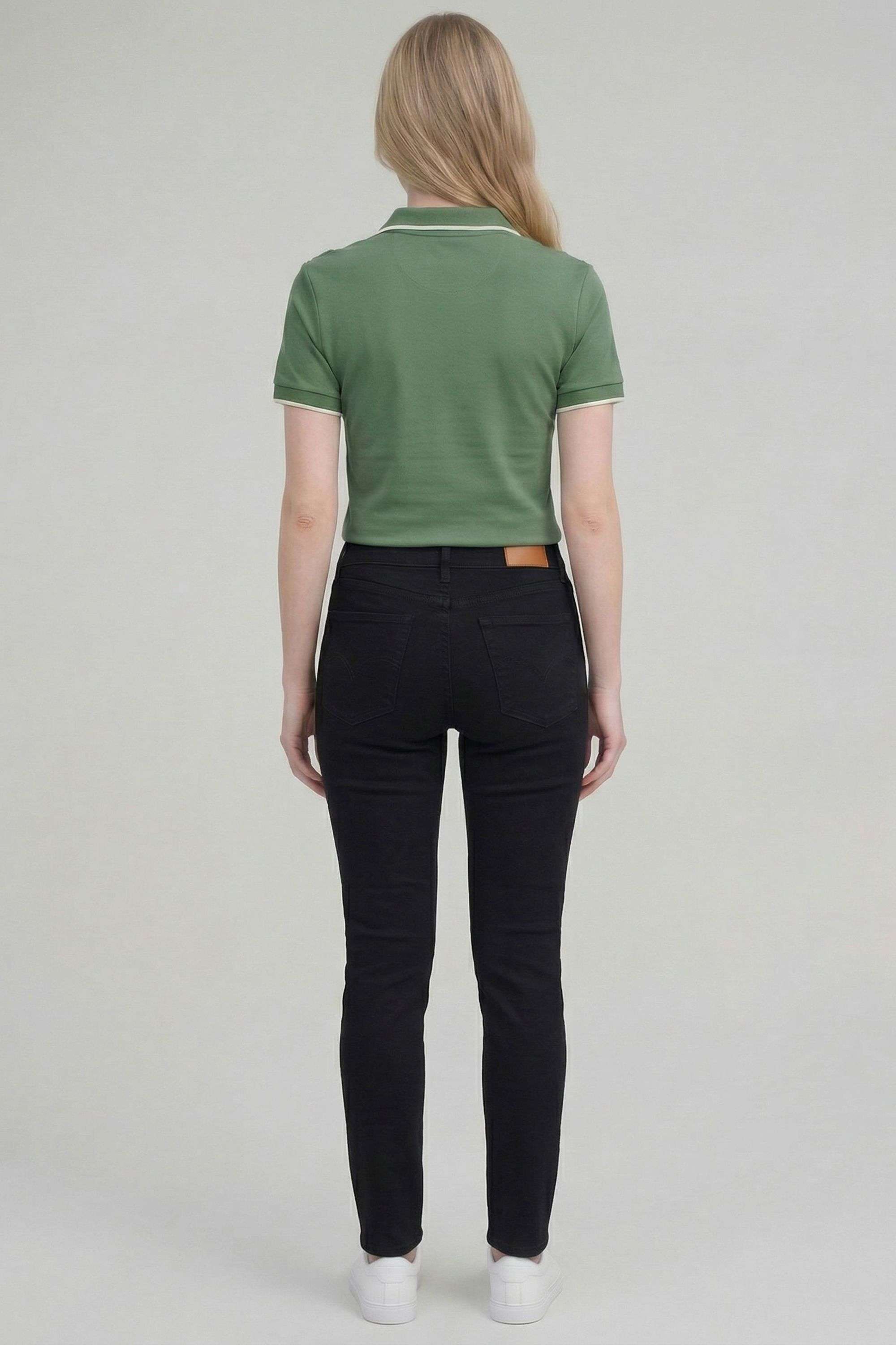 Floral-Blended-Fabric-Collared-Women-s-T-Shirt