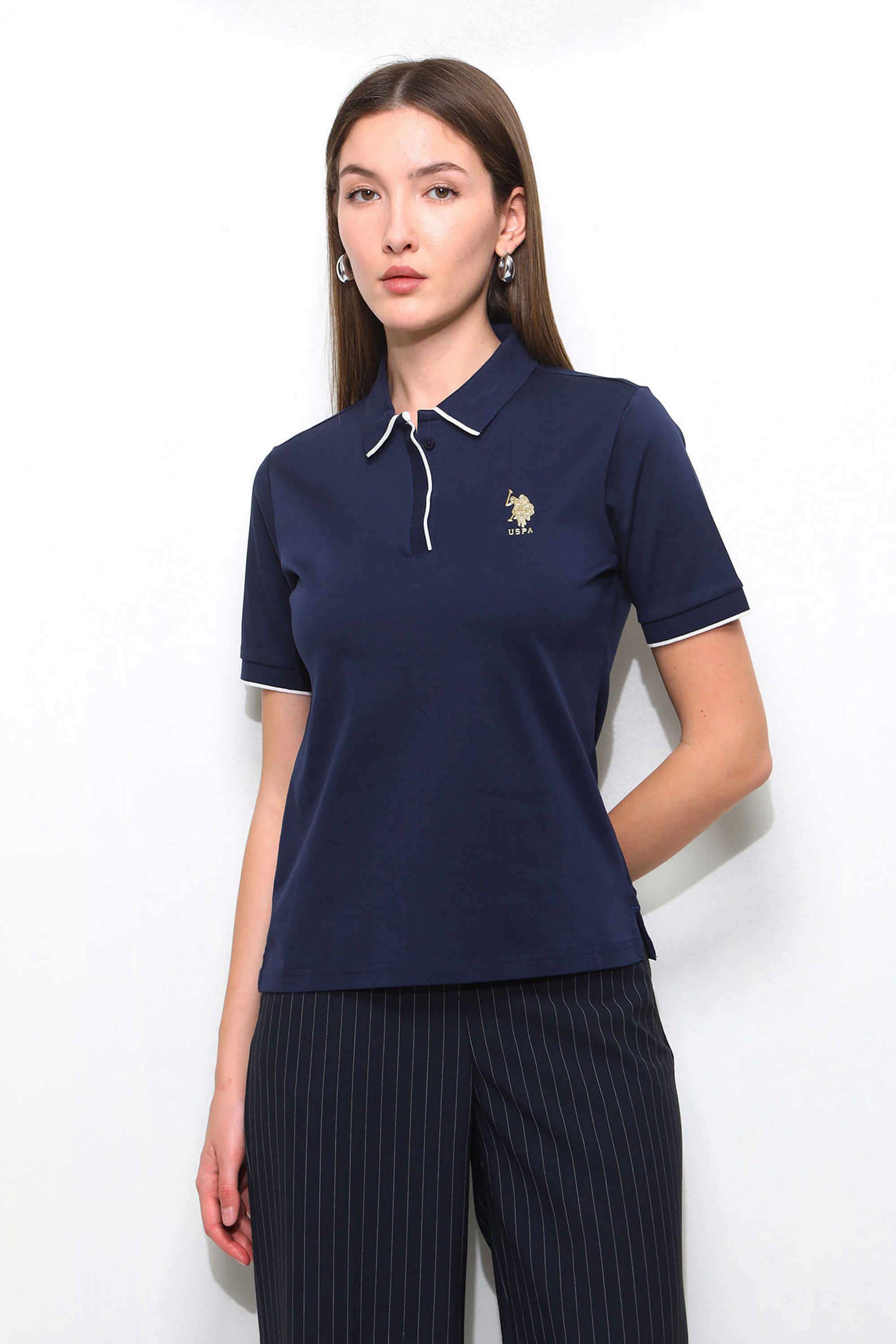 Solid-Cotton-Polo-Women-s-T-Shirt