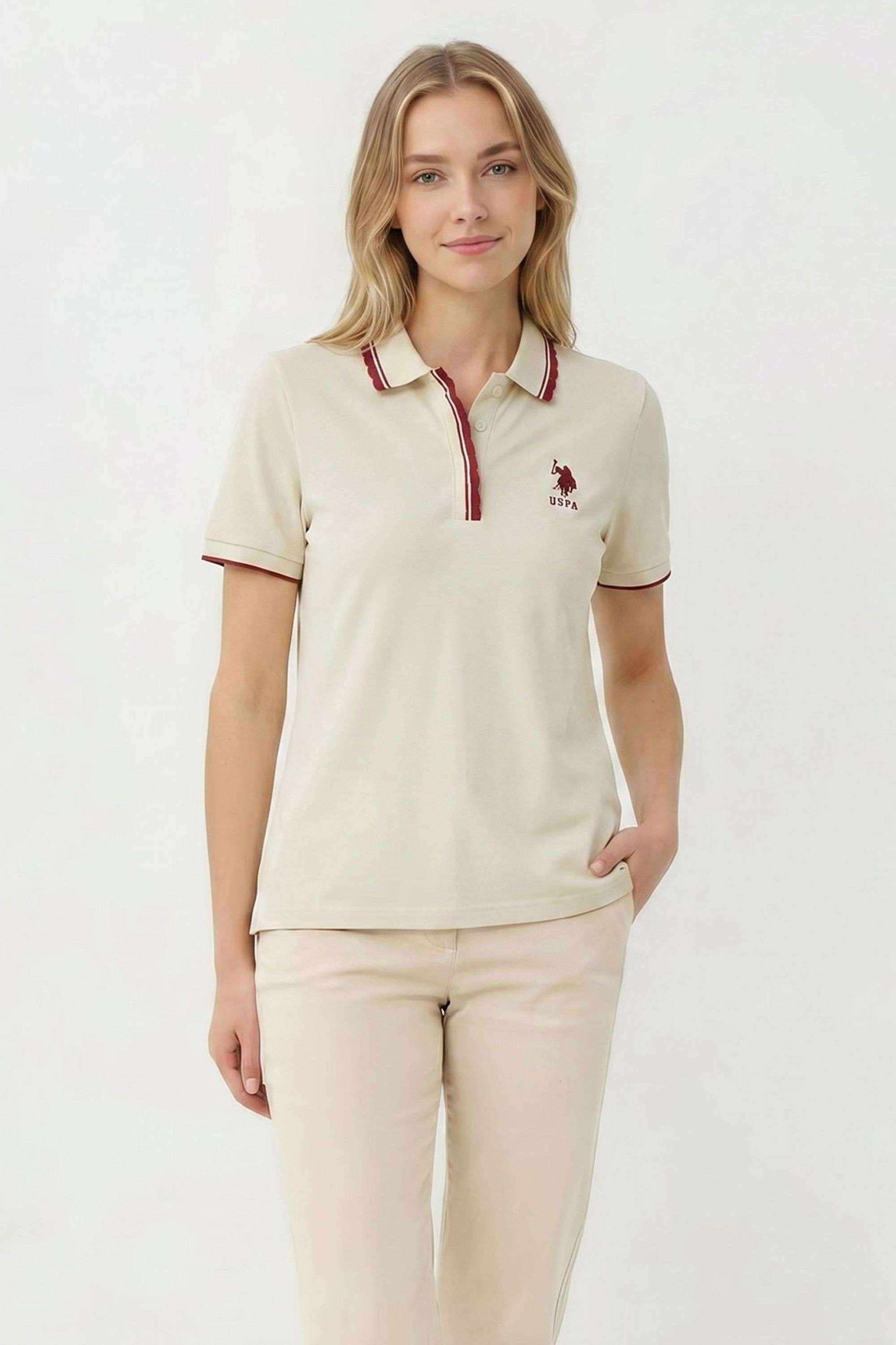 u.s. polo assn. Solid Blended Fabric Polo Women's Top-picture-21