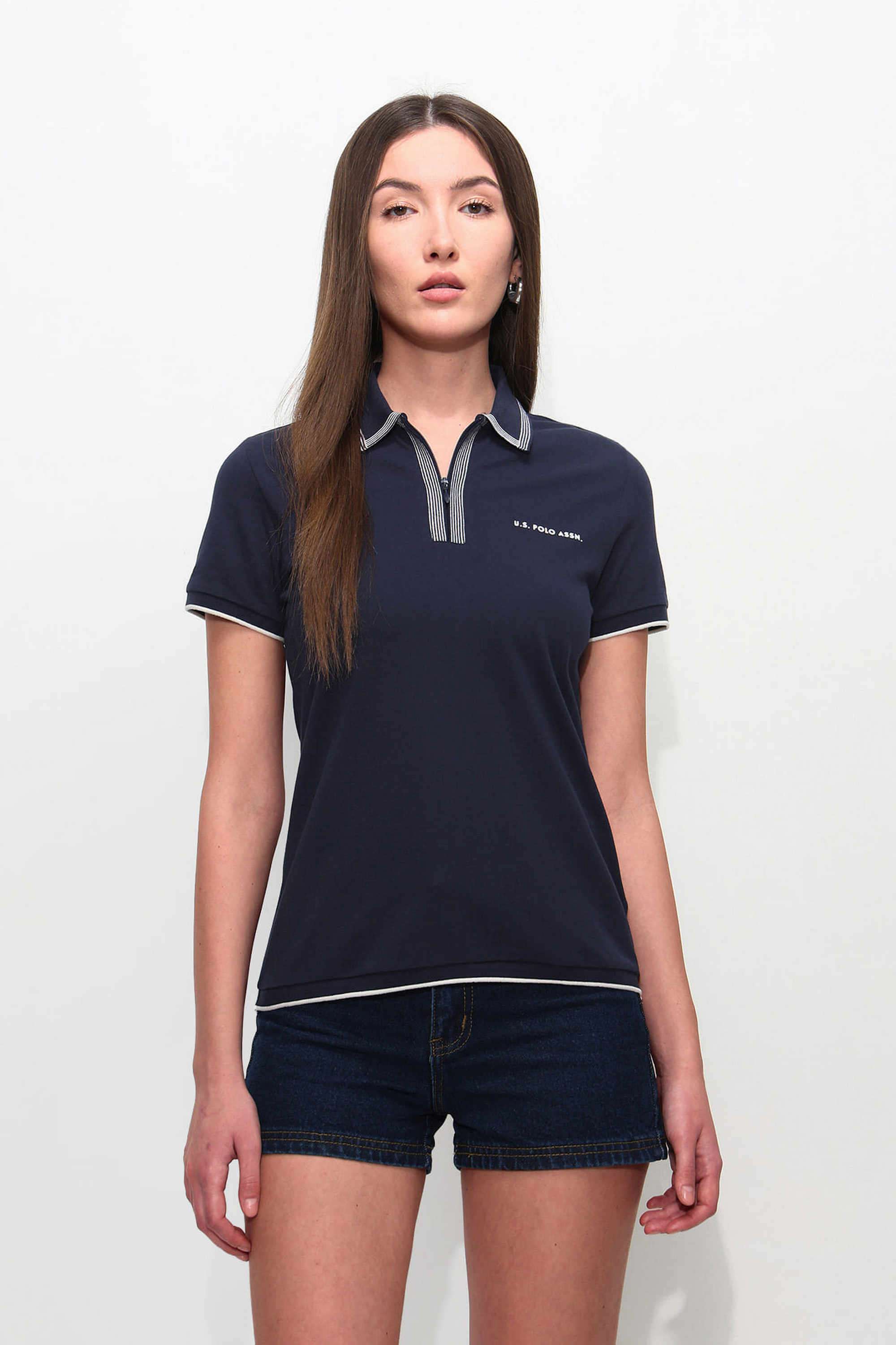 Solid-Cotton-Polo-Women-s-T-Shirt