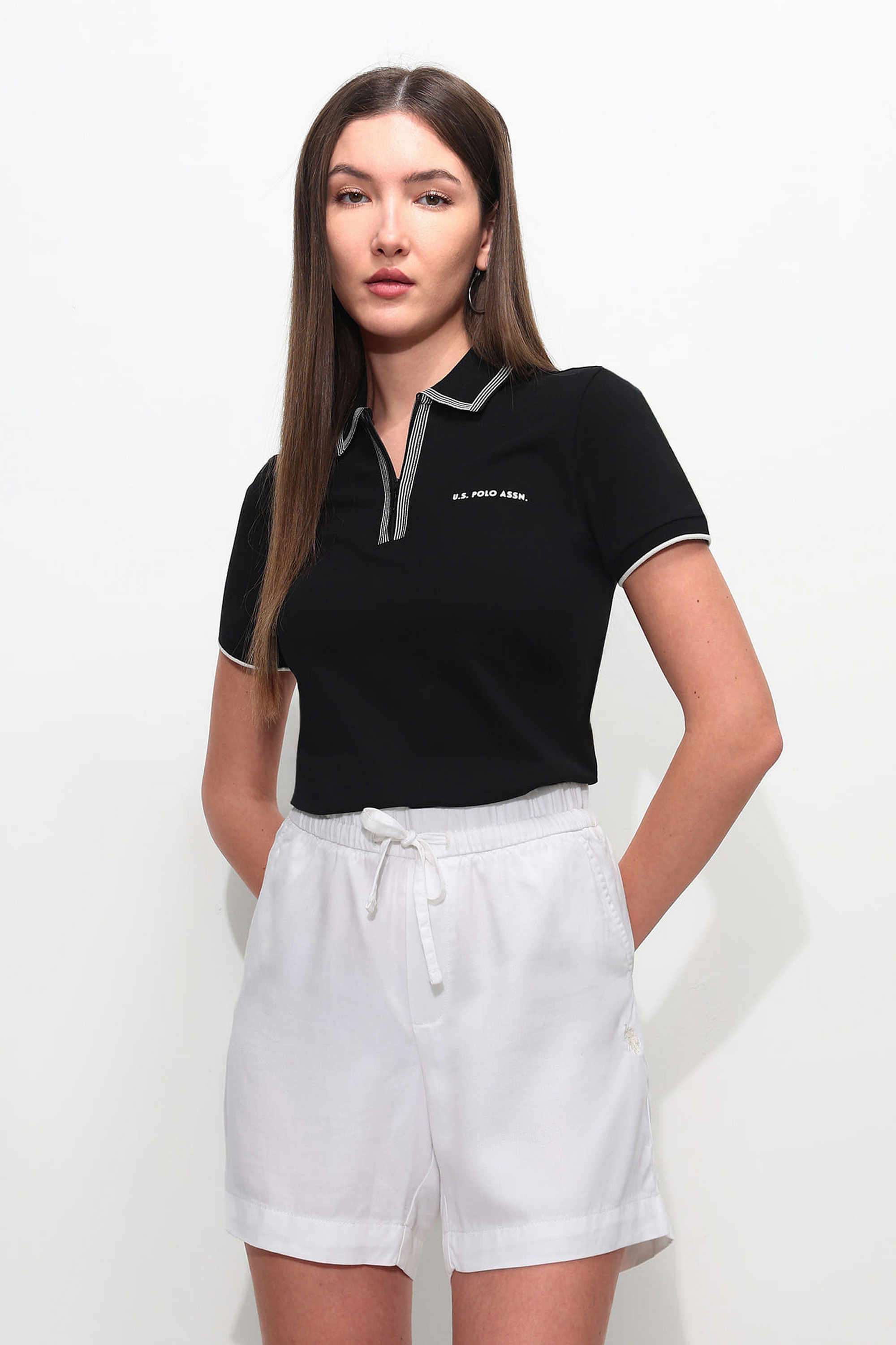 Solid-Cotton-Polo-Women-s-T-Shirt