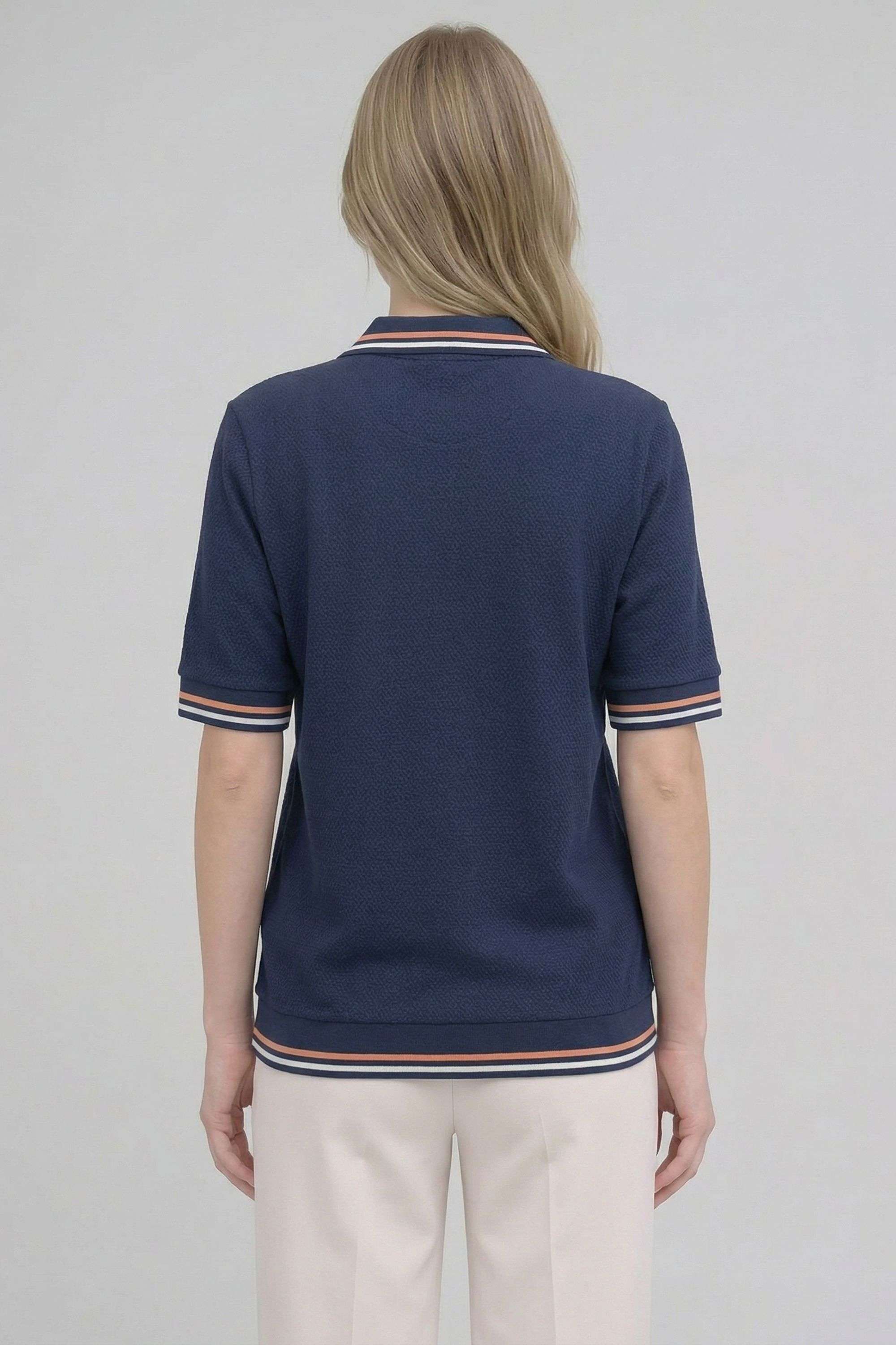 Solid-Blended-Fabric-Polo-Women-s-T-Shirt