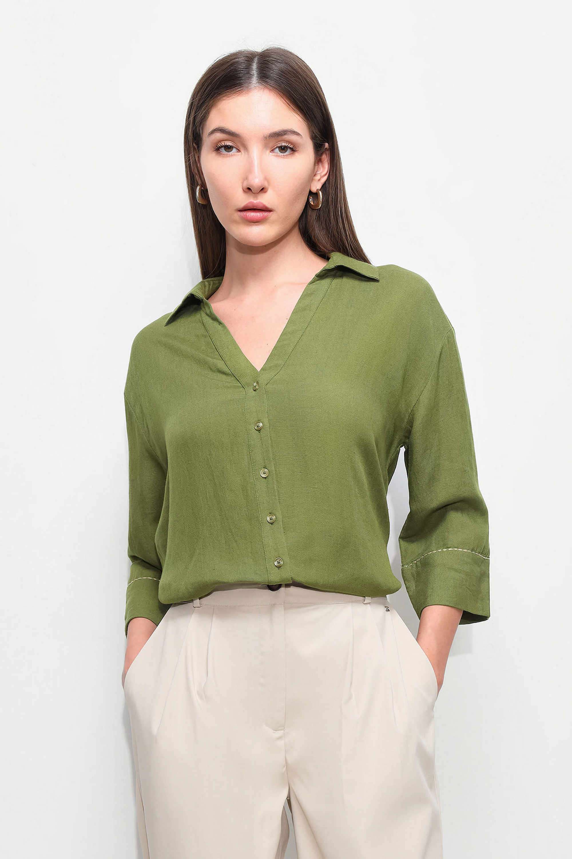 Solid-Viscose-Relaxed-Fit-Women-s-Shirt