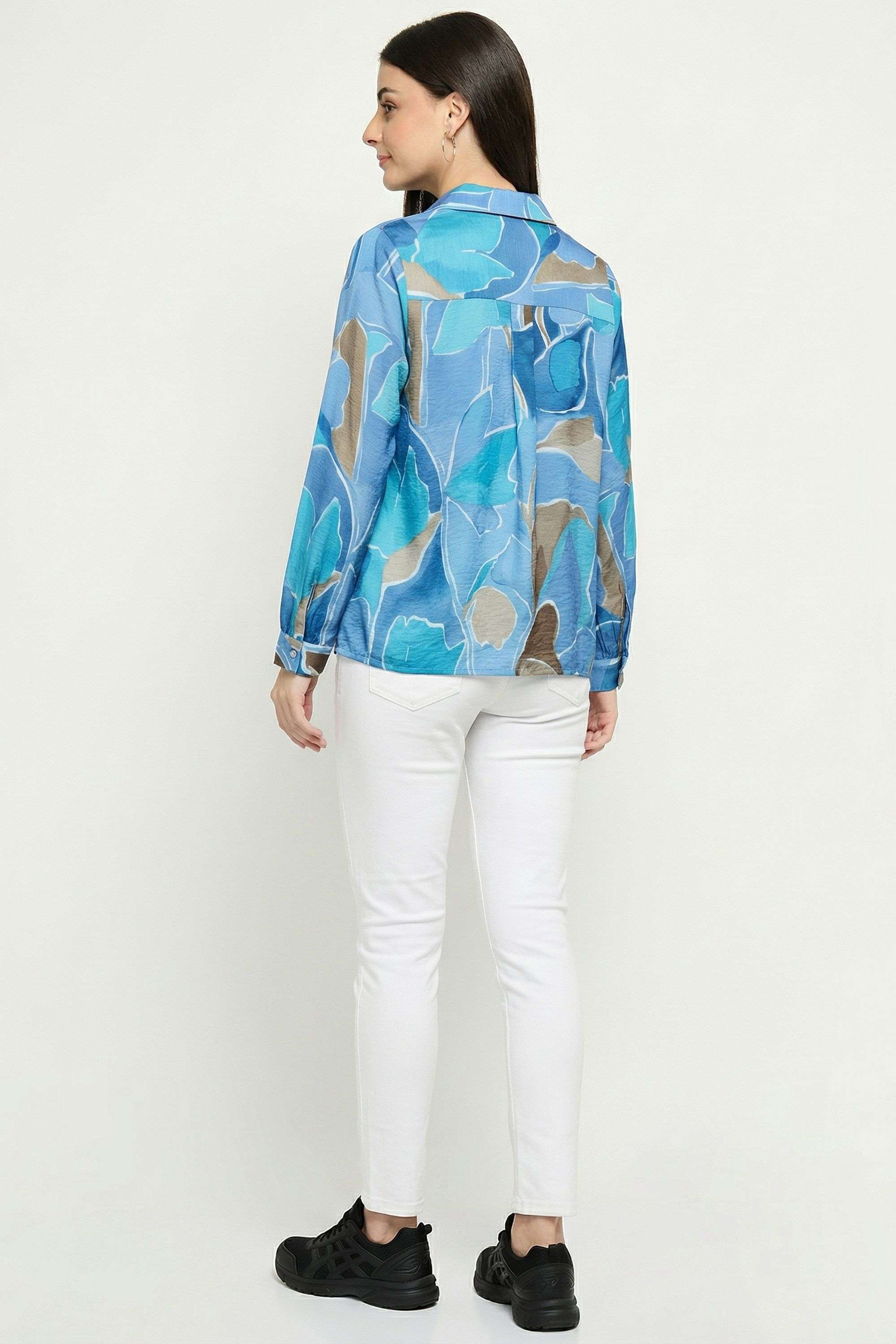 Floral-Collared-Blended-Fabric-Women-s-Casual-Wear-Shirt