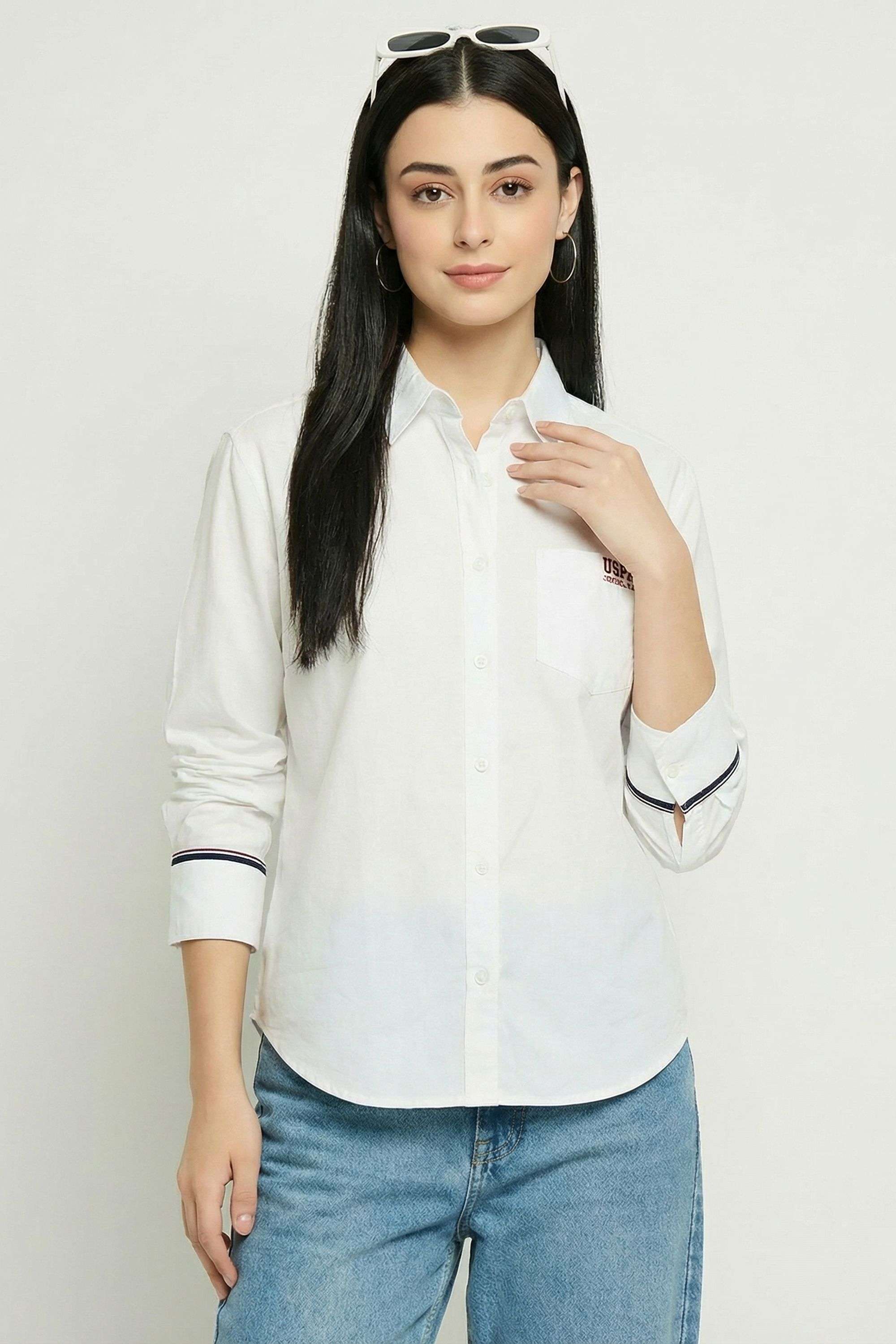 Graphic Print Collared Blended Fabric Women's Casual Wear Shirt-image-22