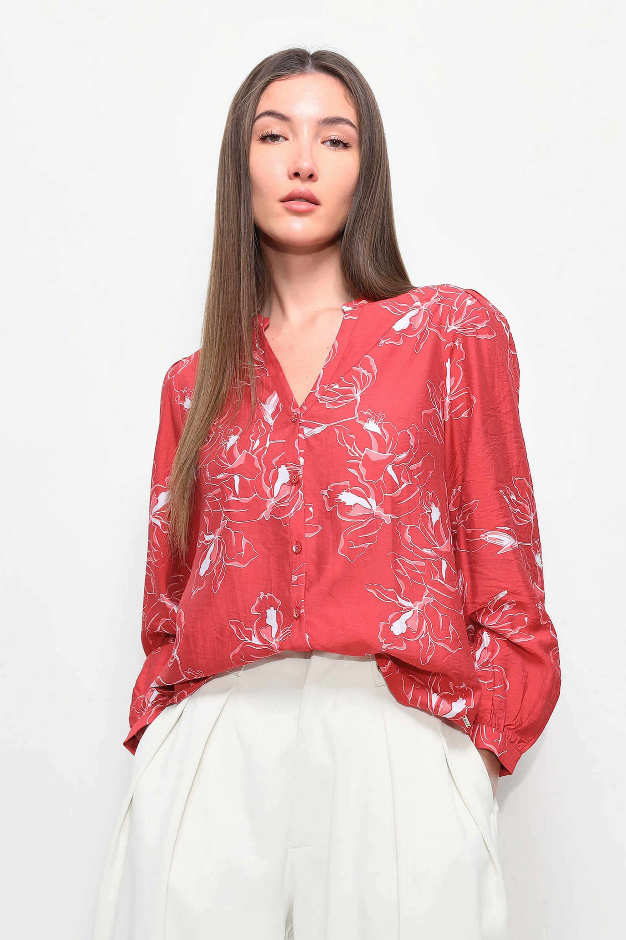 Printed-Rayon-V-Neck-Women-s-Top