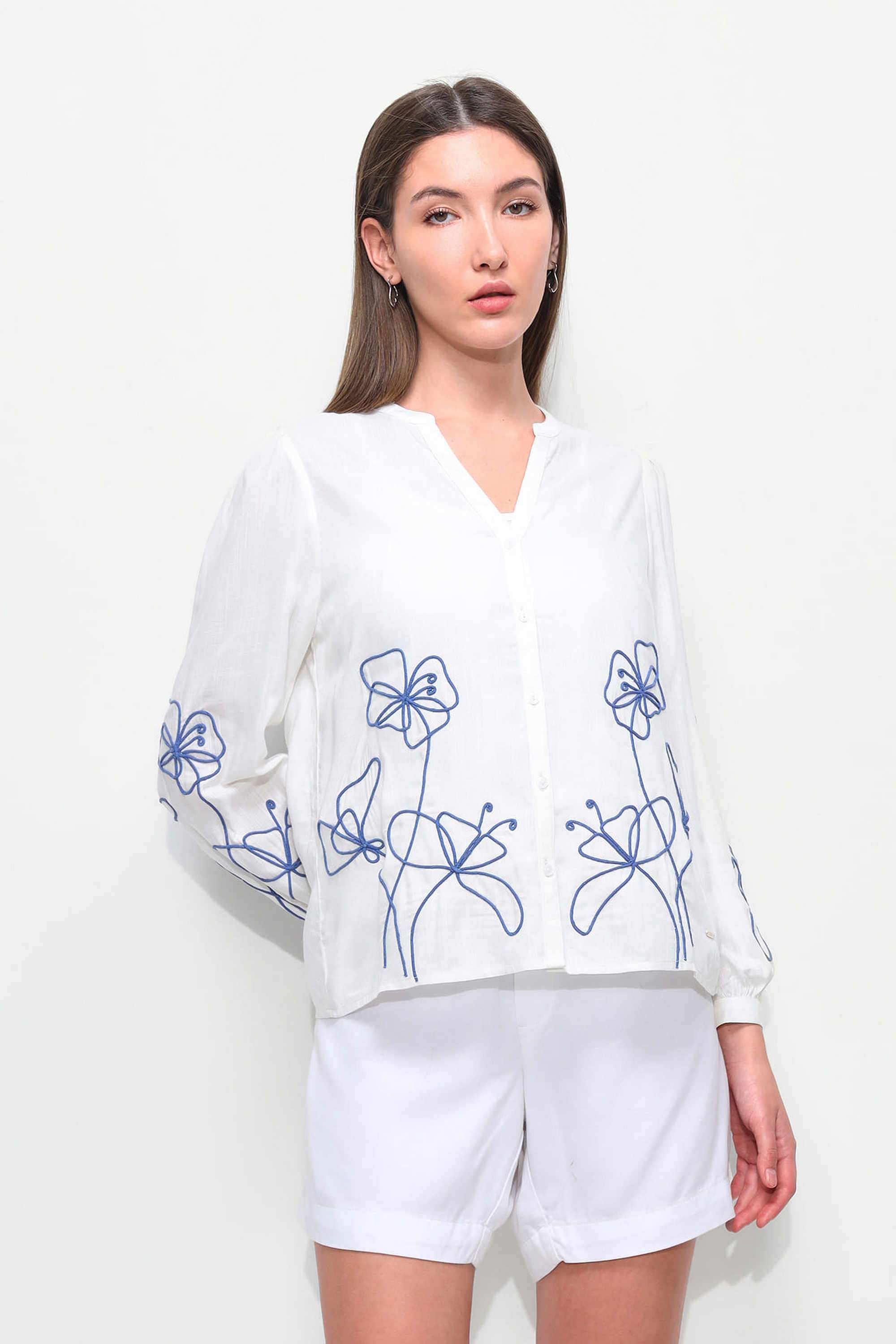 Textured-Viscose-Collared-Women-s-Top