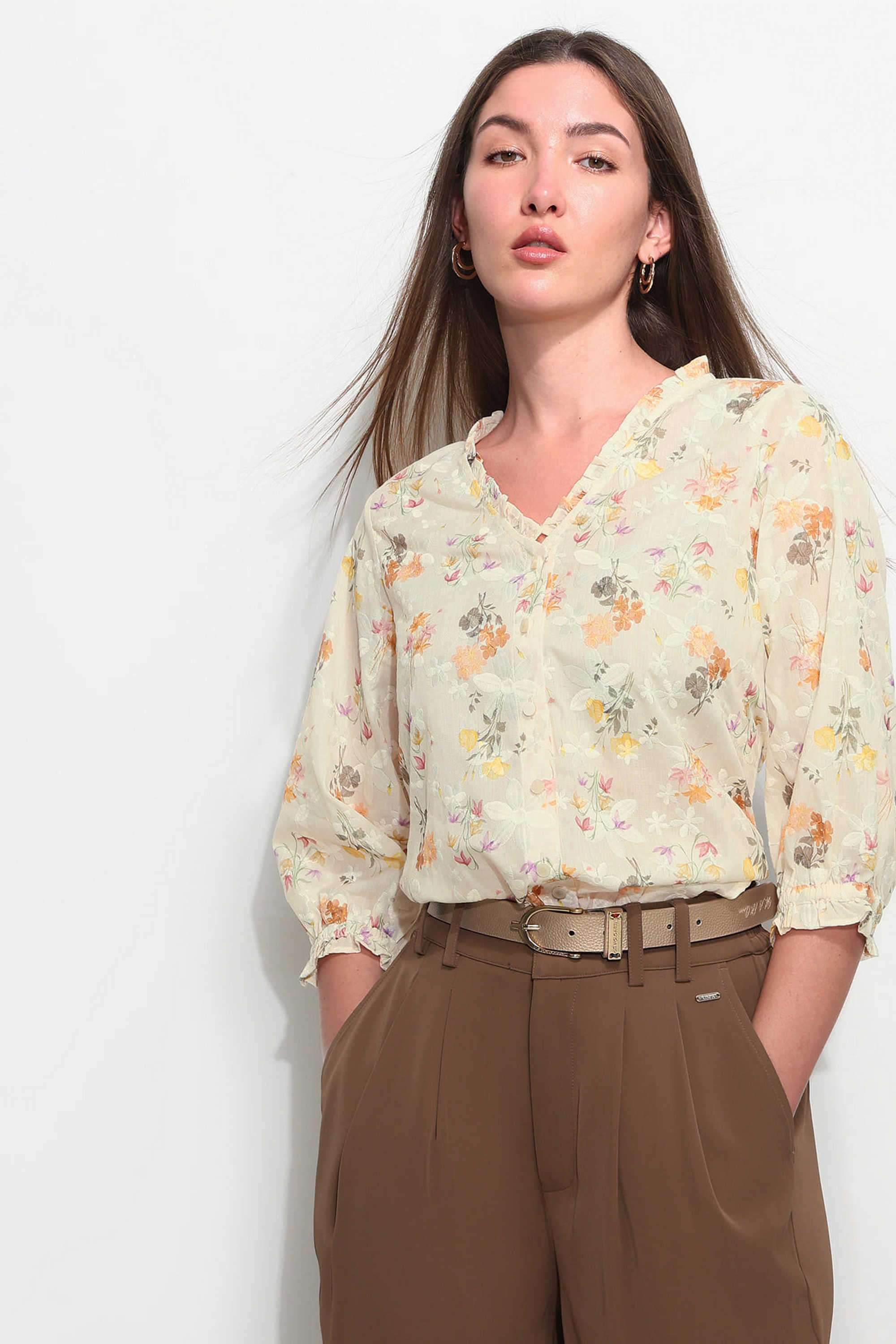 u.s. polo assn. Floral Polyester V-Neck Women's Top-picture-30