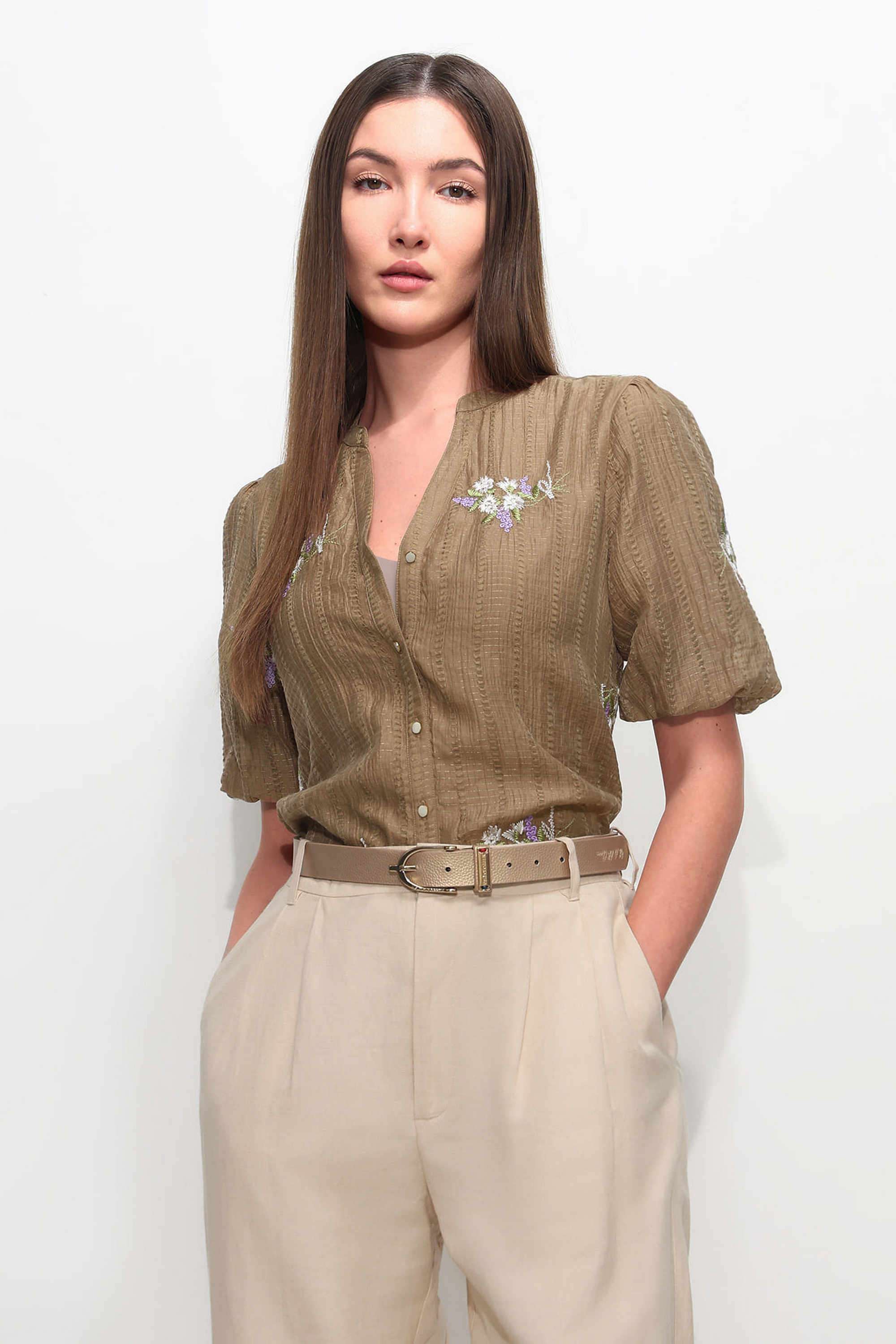 u.s. polo assn. Textured Lyocell Collared Women's Top-picture-35