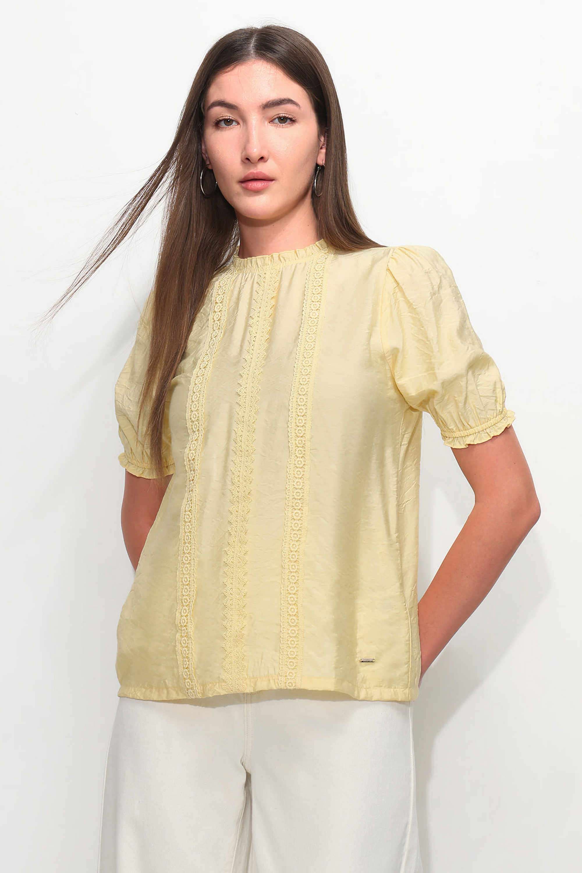 Textured-Viscose-Round-Neck-Women-s-Top