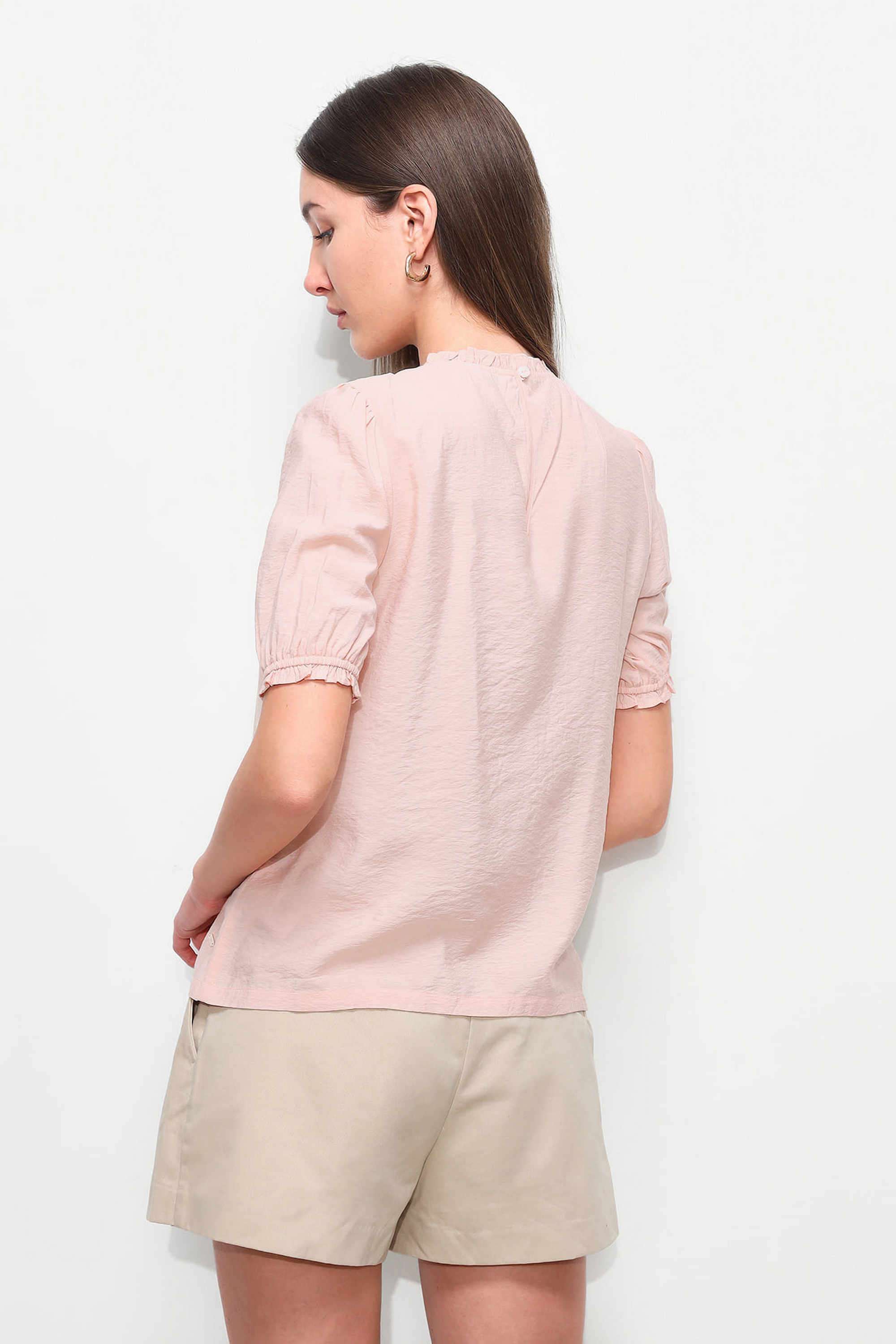 Solid-Viscose-Round-Neck-Women-s-Top